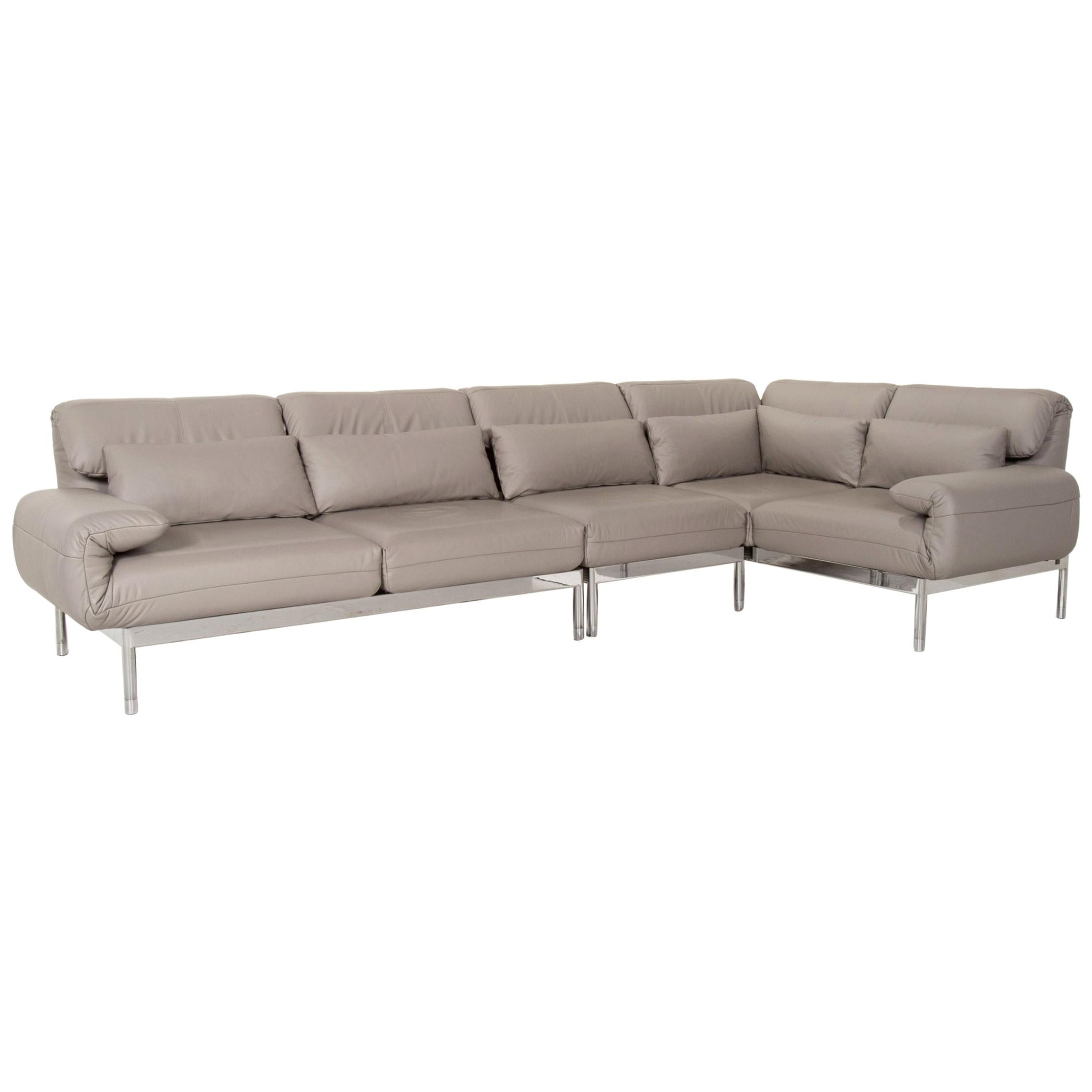 Rolf Benz Plura Leather Corner Sofa Gray Sofa Function Relax Function Couch