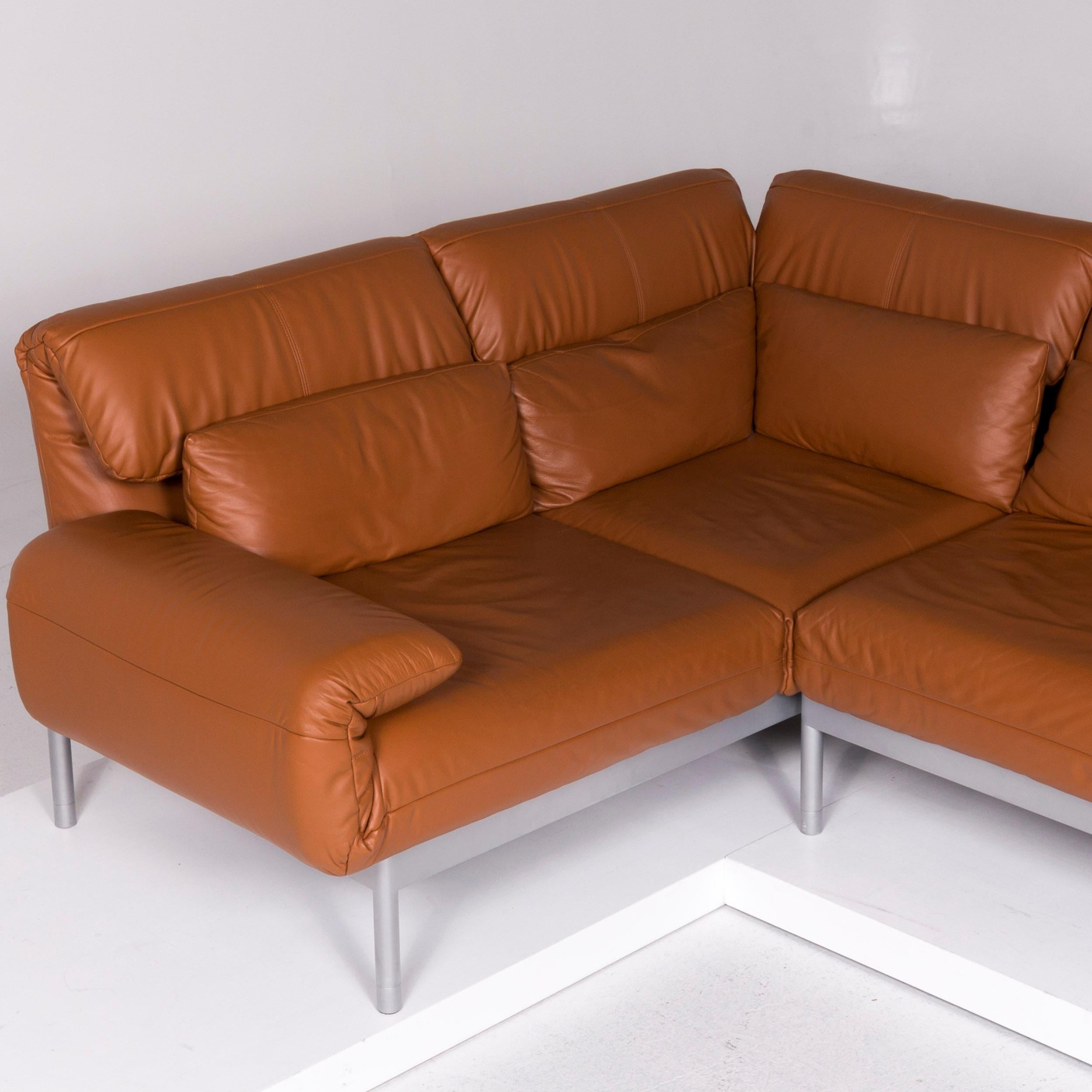 Rolf Benz Plura Leather Sofa Brown Corner Sofa Incl. Function 4