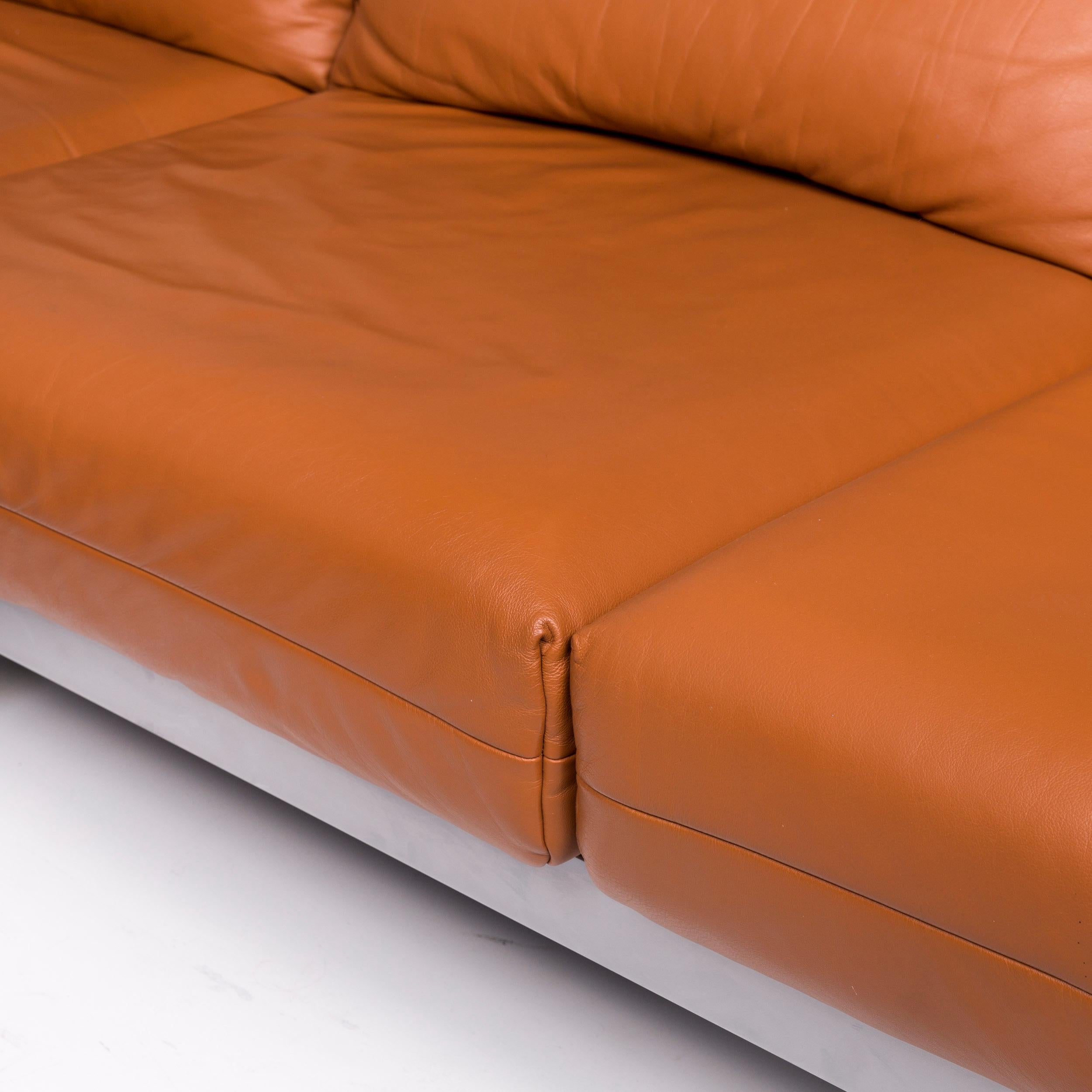 German Rolf Benz Plura Leather Sofa Brown Corner Sofa Incl. Function