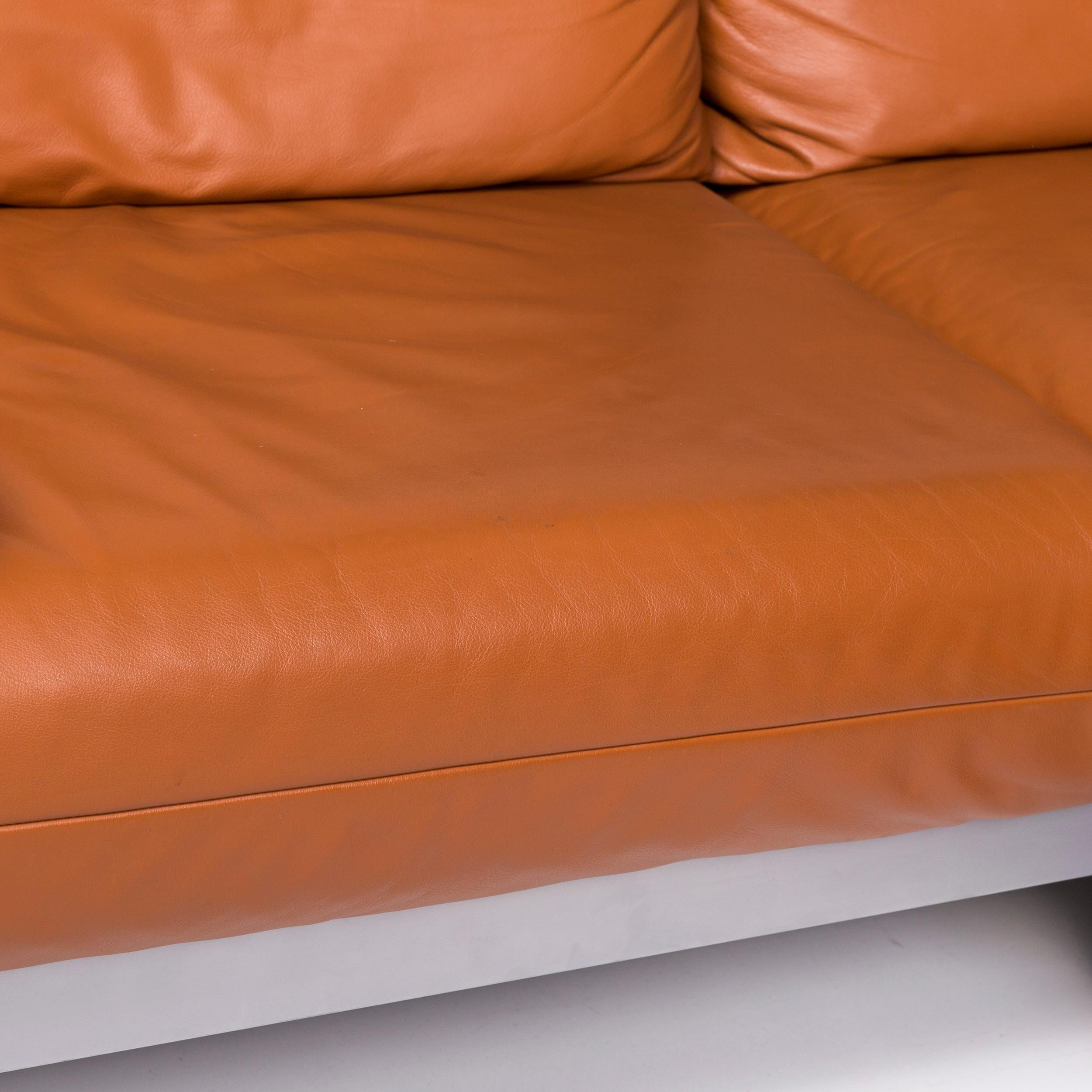 Rolf Benz Plura Leather Sofa Brown Corner Sofa Incl. Function In Good Condition In Cologne, DE
