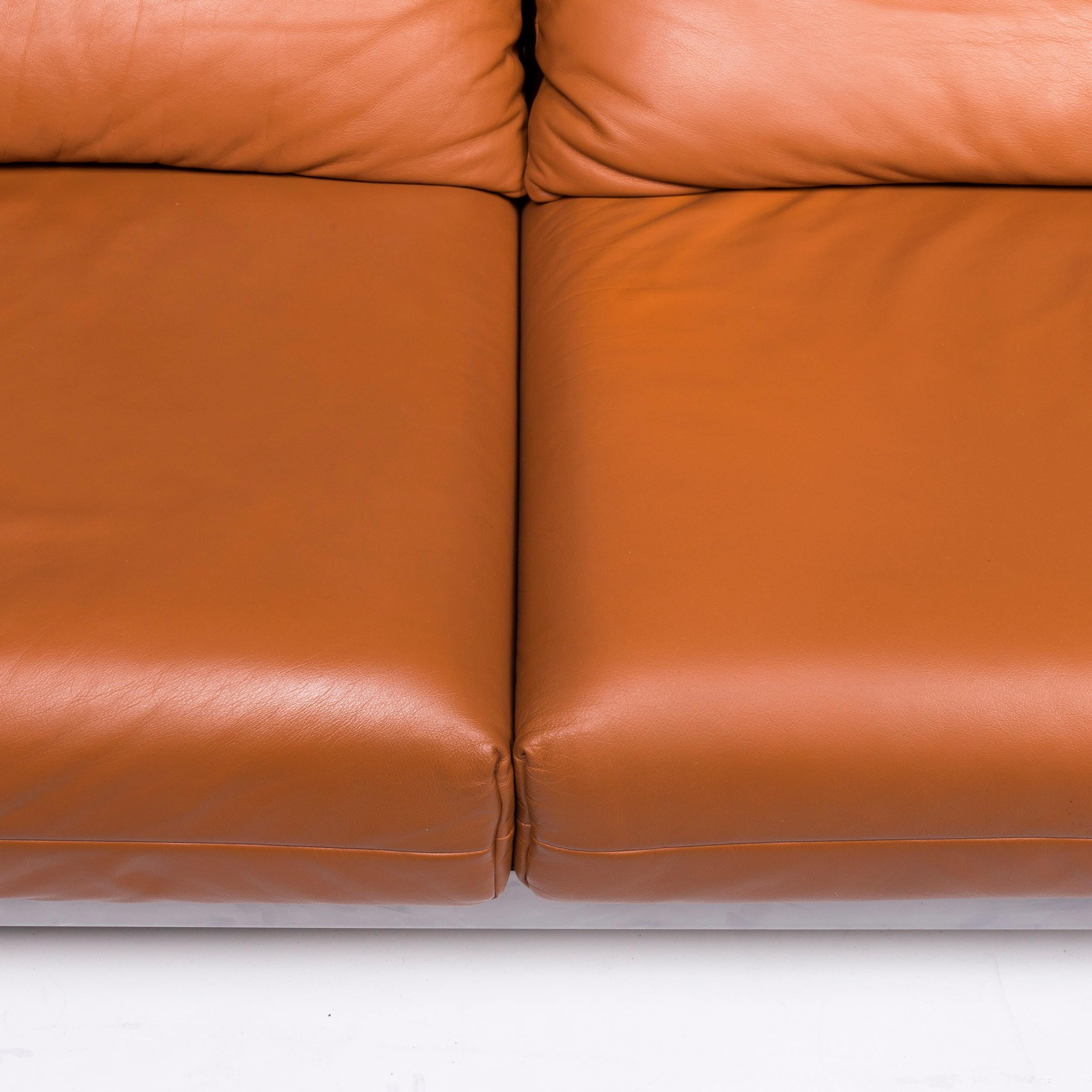 Contemporary Rolf Benz Plura Leather Sofa Brown Corner Sofa Incl. Function
