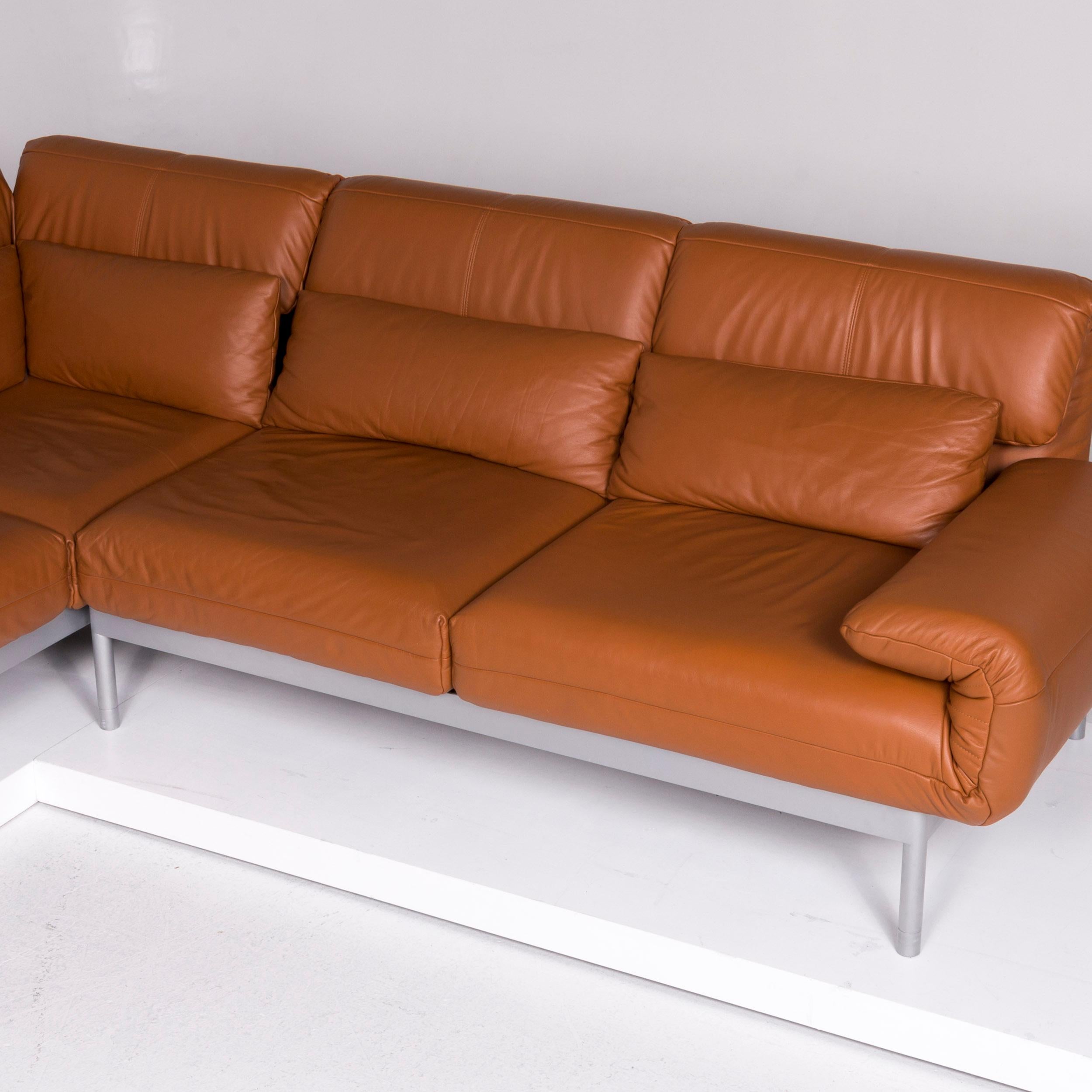 Rolf Benz Plura Leather Sofa Brown Corner Sofa Incl. Function 3