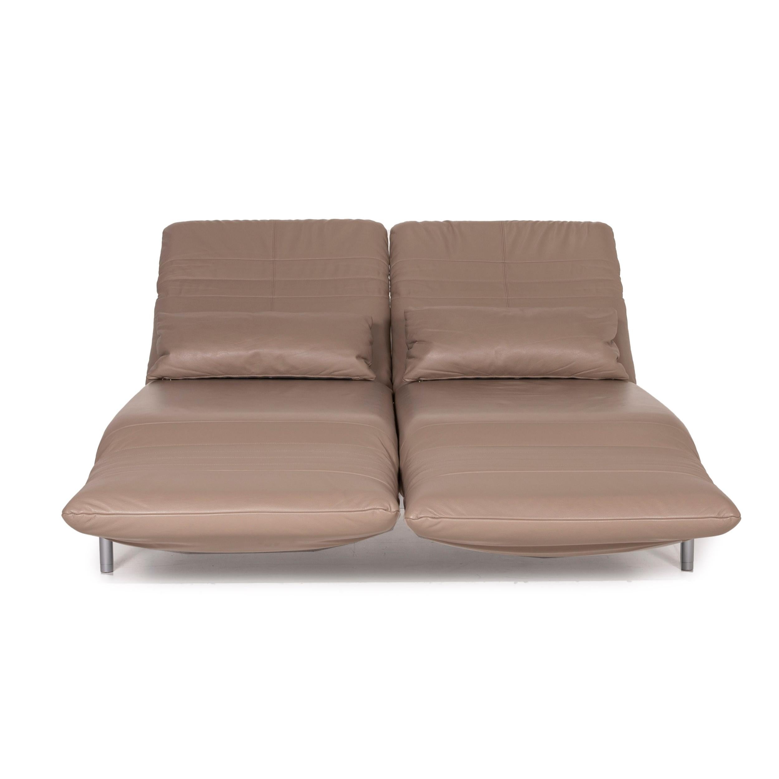 Modern Rolf Benz Plura Leather Sofa Brown Two-Seater Function Reclining Function