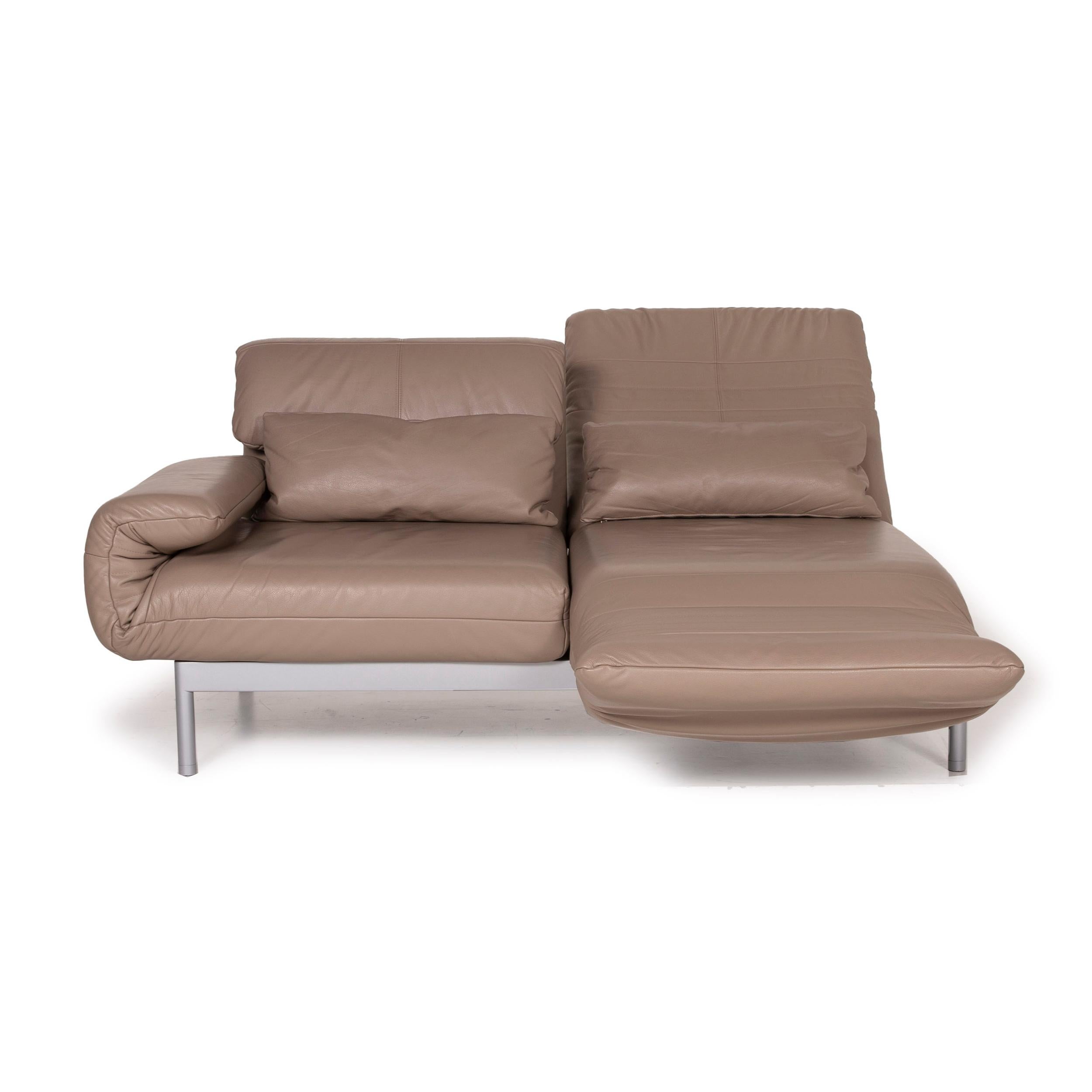 Rolf Benz Plura Leather Sofa Brown Two-Seater Function Reclining Function 2