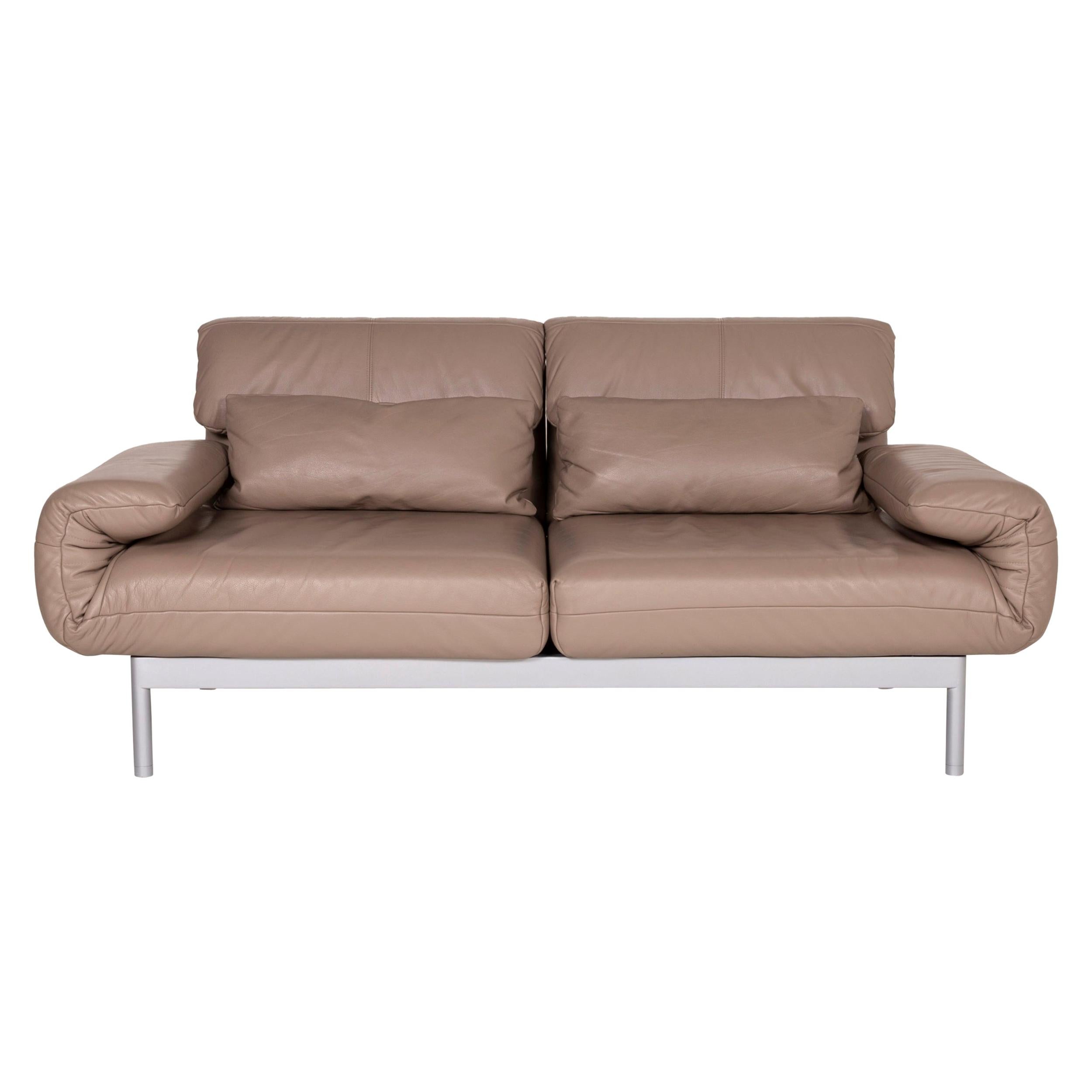 Rolf Benz Plura Leather Sofa Brown Two-Seater Function Reclining Function
