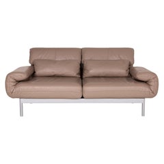 Rolf Benz Plura Leather Sofa Brown Two-Seater Function Reclining Function