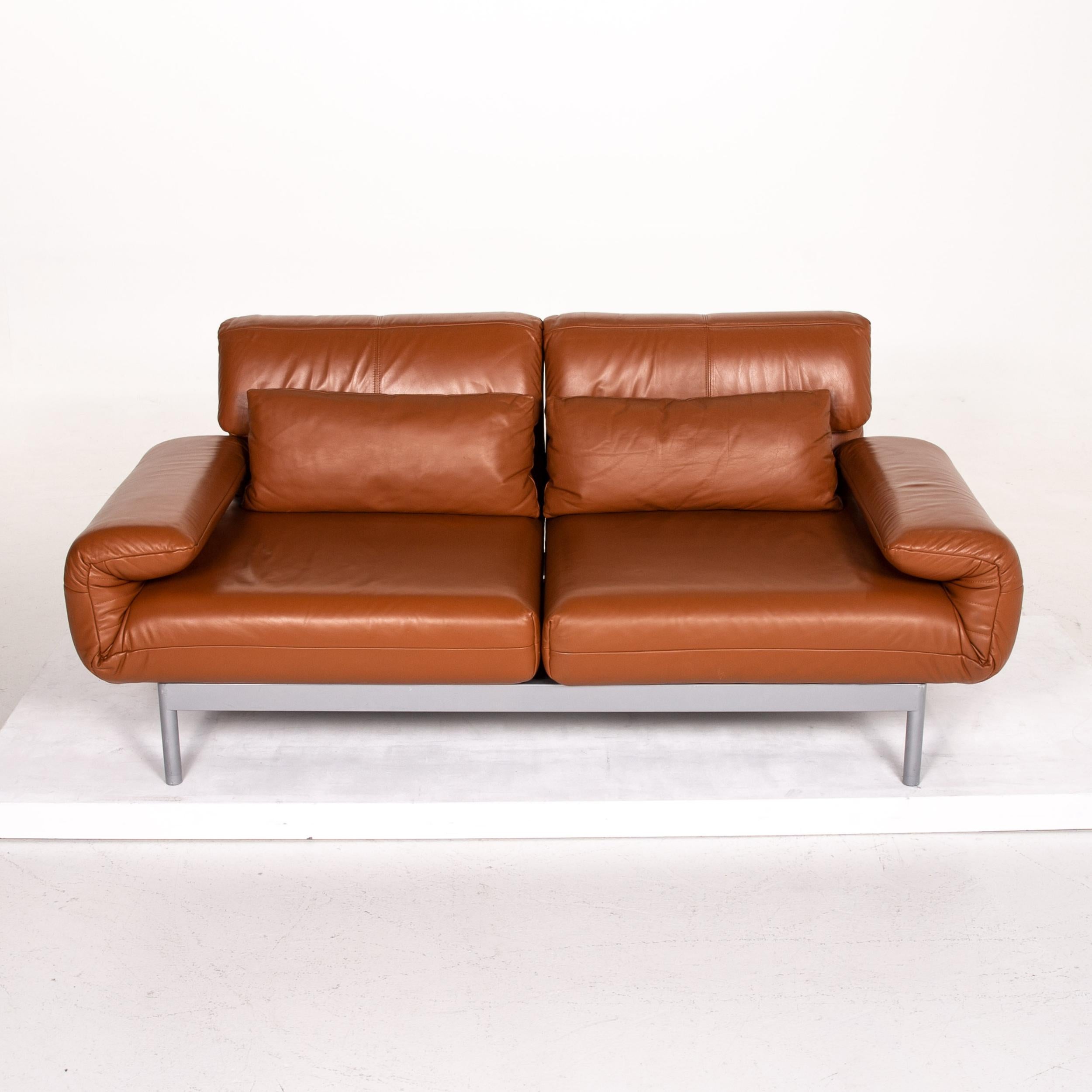 Rolf Benz Plura Leather Sofa Cognac Brown Two-Seat Function Relax Function  at 1stDibs
