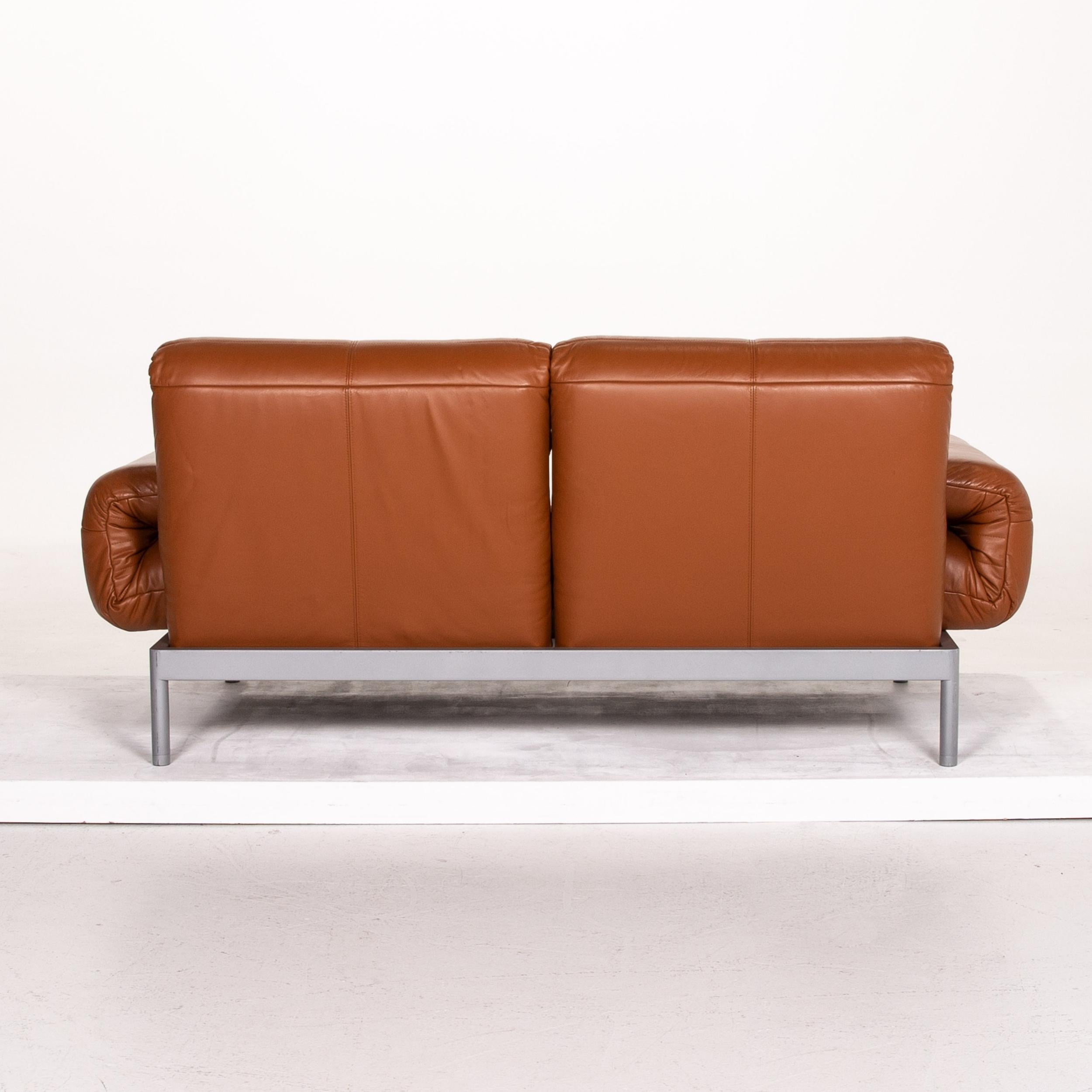 Rolf Benz Plura Leather Sofa Cognac Brown Two-Seat Function Relax Function 3