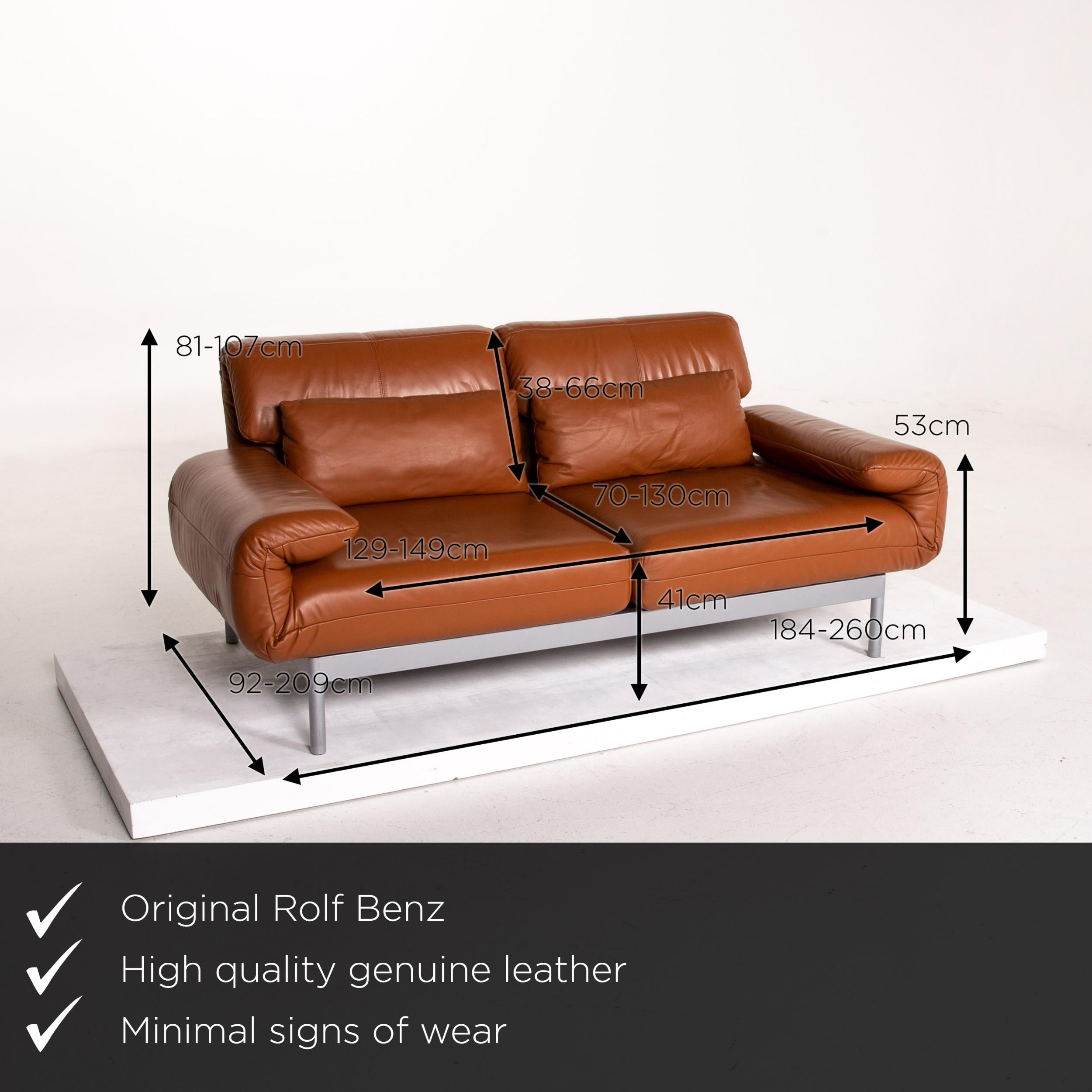 We present to you a Rolf Benz Plura leather sofa cognac brown two-seat function relax function.
  
 

 Product measurements in centimeters:
 

Depth 92
Width 184
Height 81
Seat height 41
Rest height 53
Seat depth 70
Seat width 149
Back