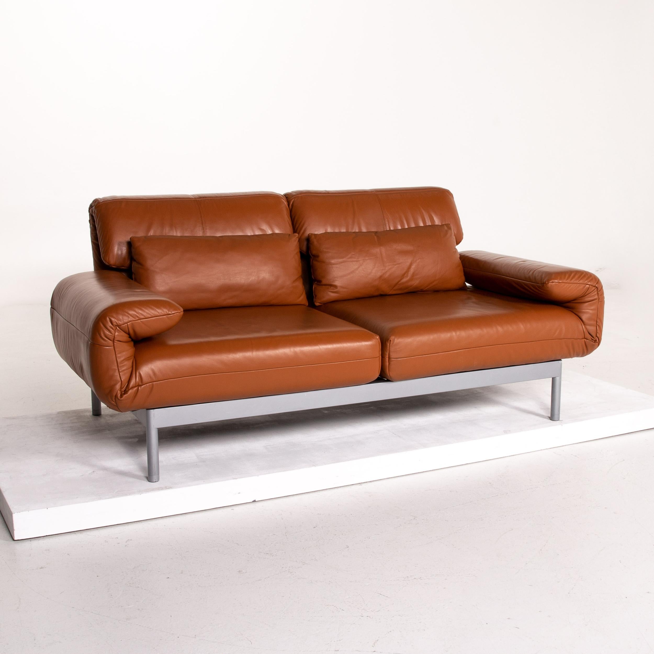 Rolf Benz Plura Leather Sofa Cognac Brown Two-Seat Function Relax Function In Good Condition In Cologne, DE
