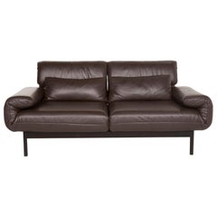 Rolf Benz Plura Leather Sofa Dark Brown Two-Seat Includes Function