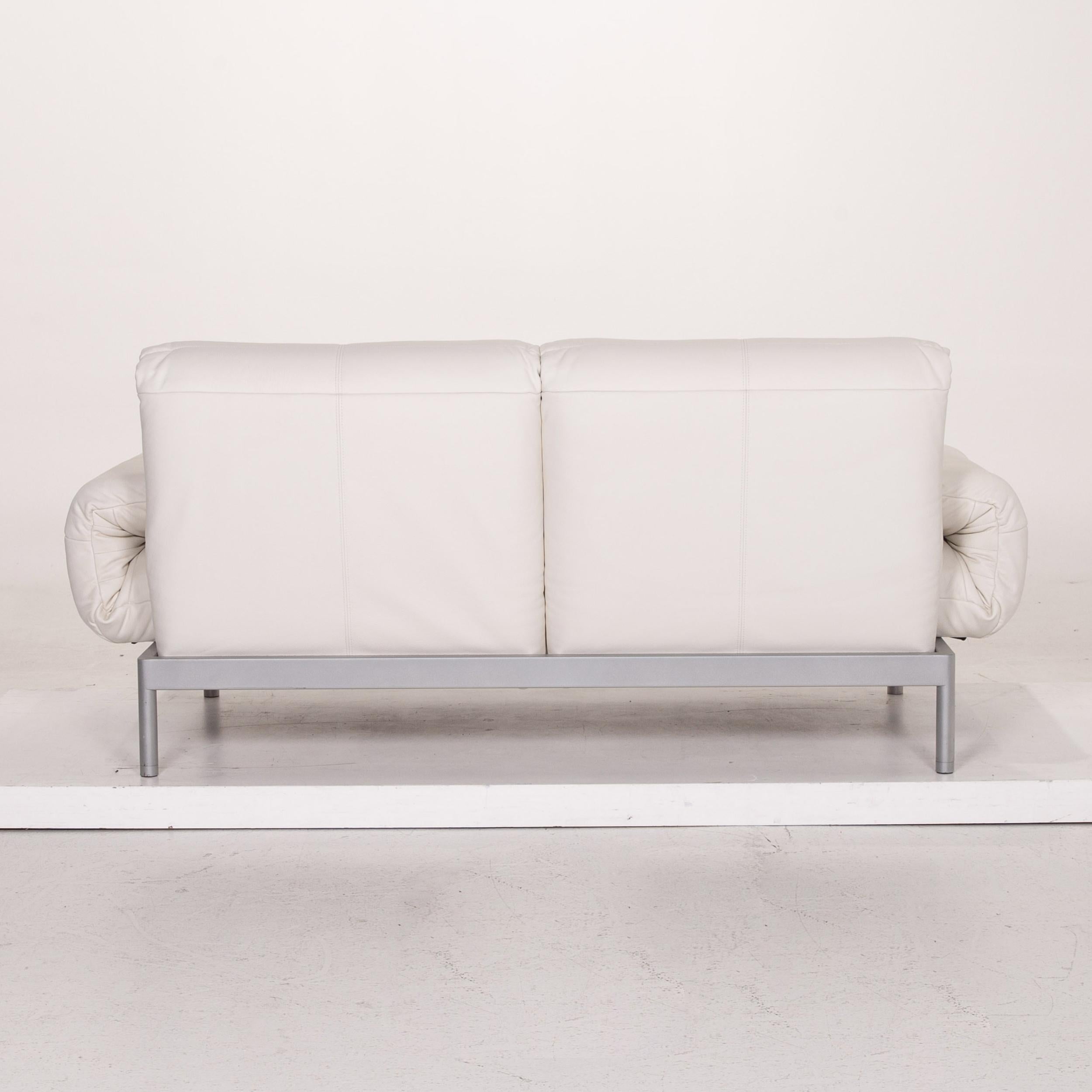 Rolf Benz Plura Leder Sofa Weiß Zweisitzer Funktion relax Function Couch 4