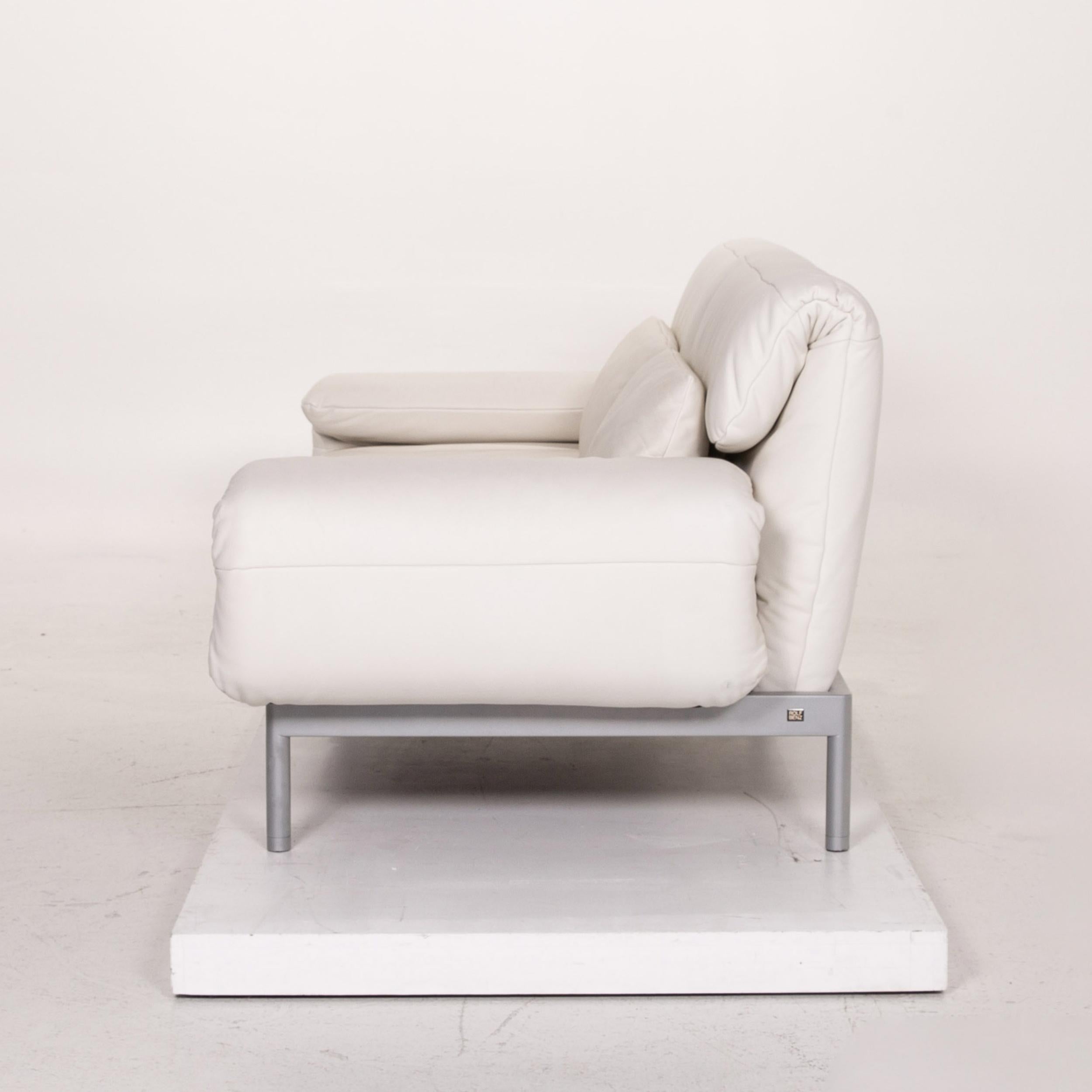 Rolf Benz Plura Leder Sofa Weiß Zweisitzer Funktion relax Function Couch 5