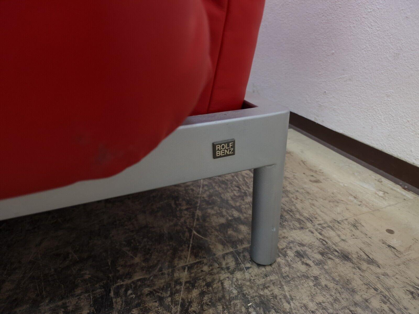 Rolf Benz Plura Rot Echtleder Funktionsofa Verstellbar 4