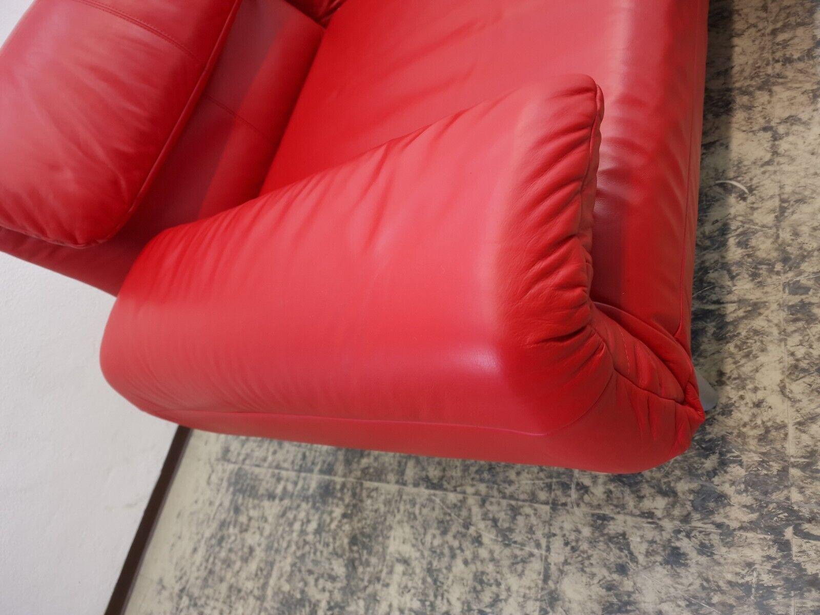 Rolf Benz Plura Rot Echtleder Funktionsofa Verstellbar 6