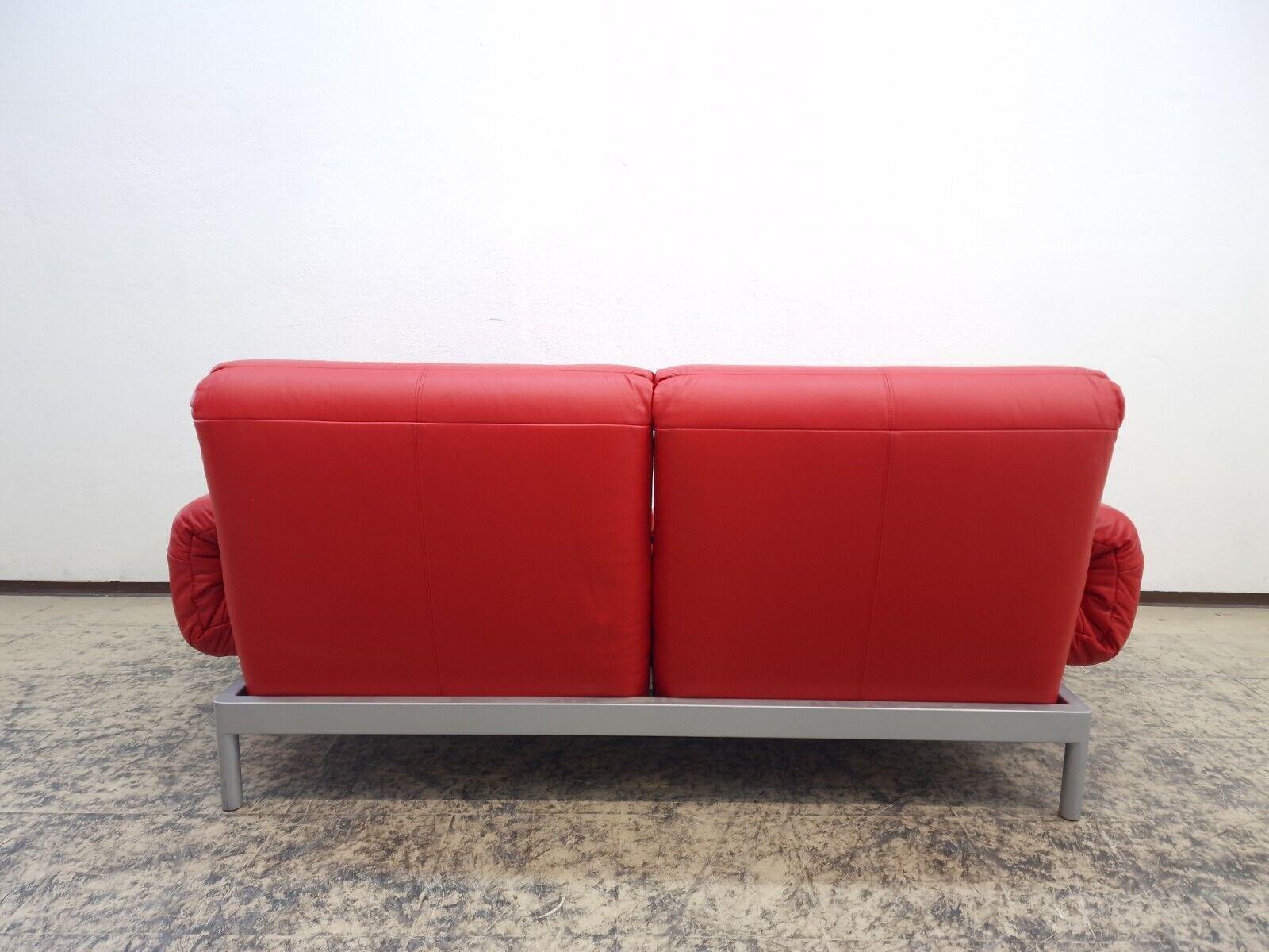 German Rolf Benz Plura Rot Echtleder Funktionsofa Verstellbar