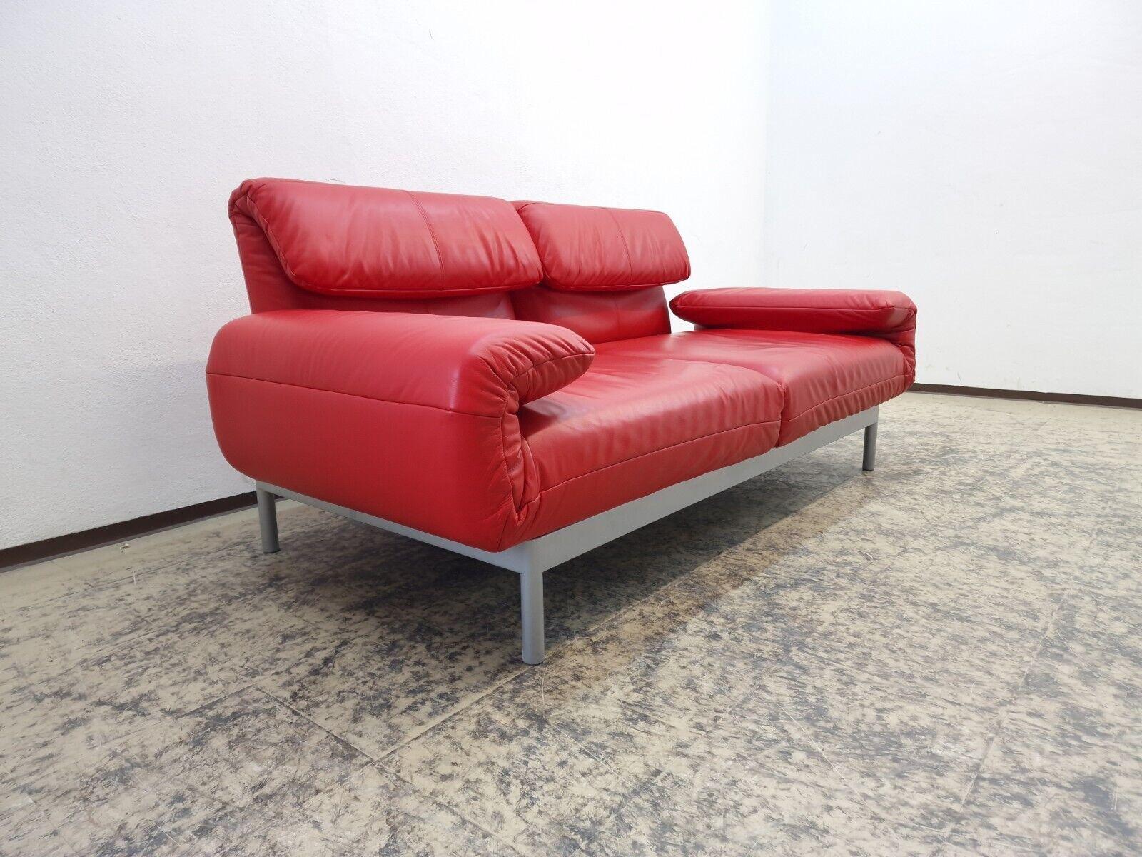 Contemporary Rolf Benz Plura Rot Echtleder Funktionsofa Verstellbar