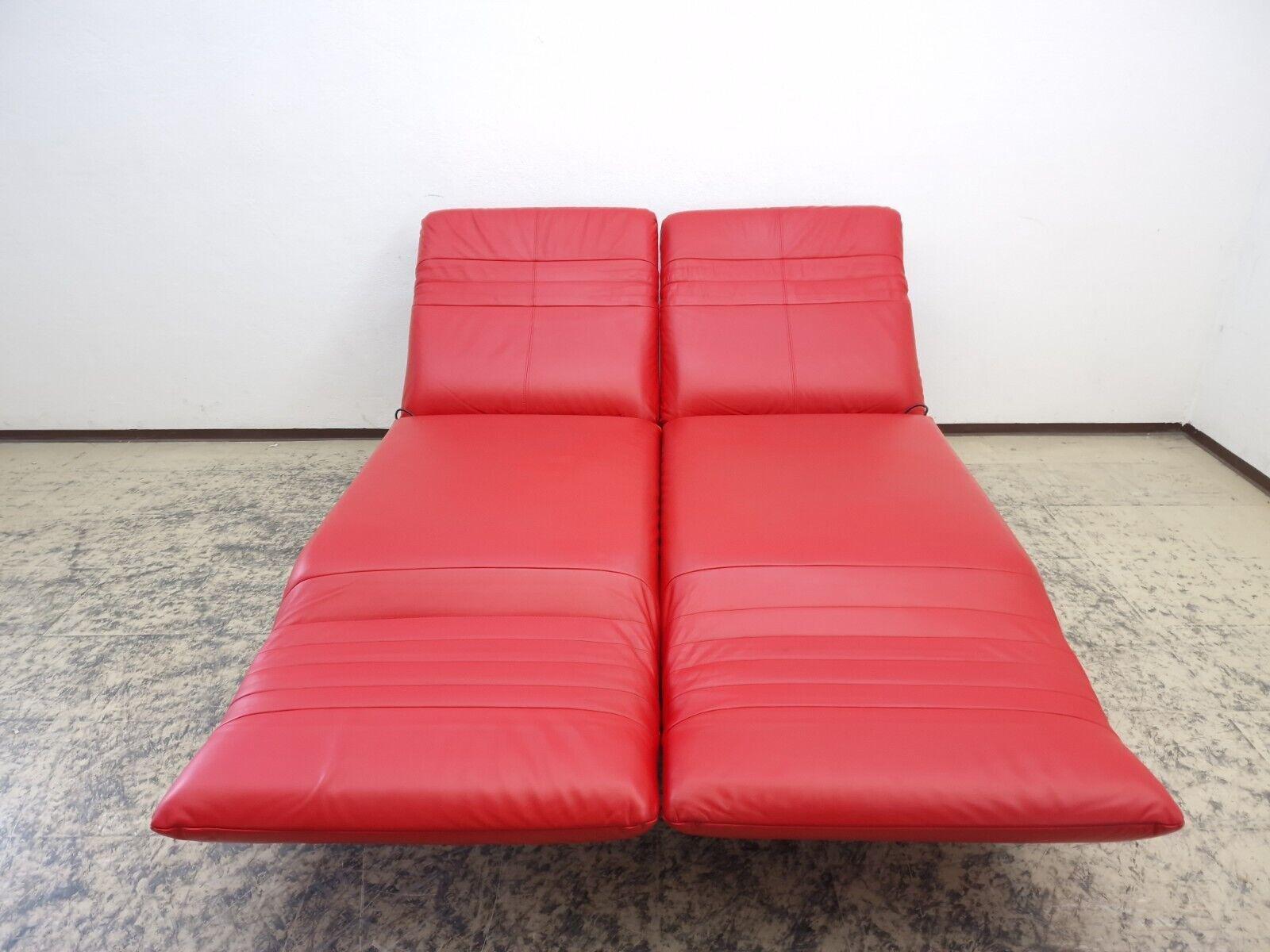 Rolf Benz Plura Rot Echtleder Funktionsofa Verstellbar 1