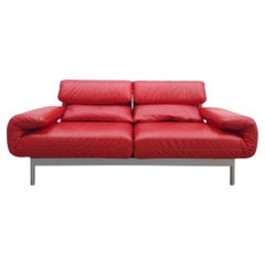 Rolf Benz Plura Rot Echtleder Funktionsofa Verstellbar