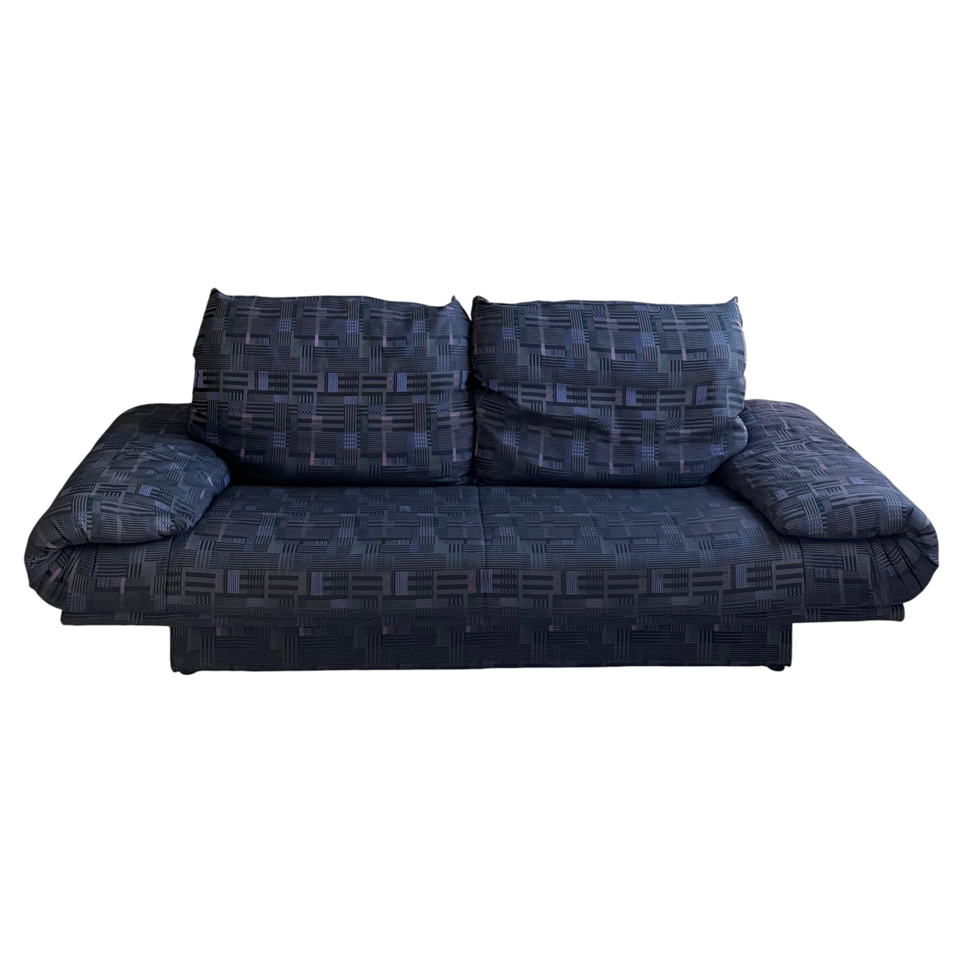 Rolf Benz Postmodern Plinth Base Sofa Couch (Germany) Charcoal Gray Late 1970s For Sale