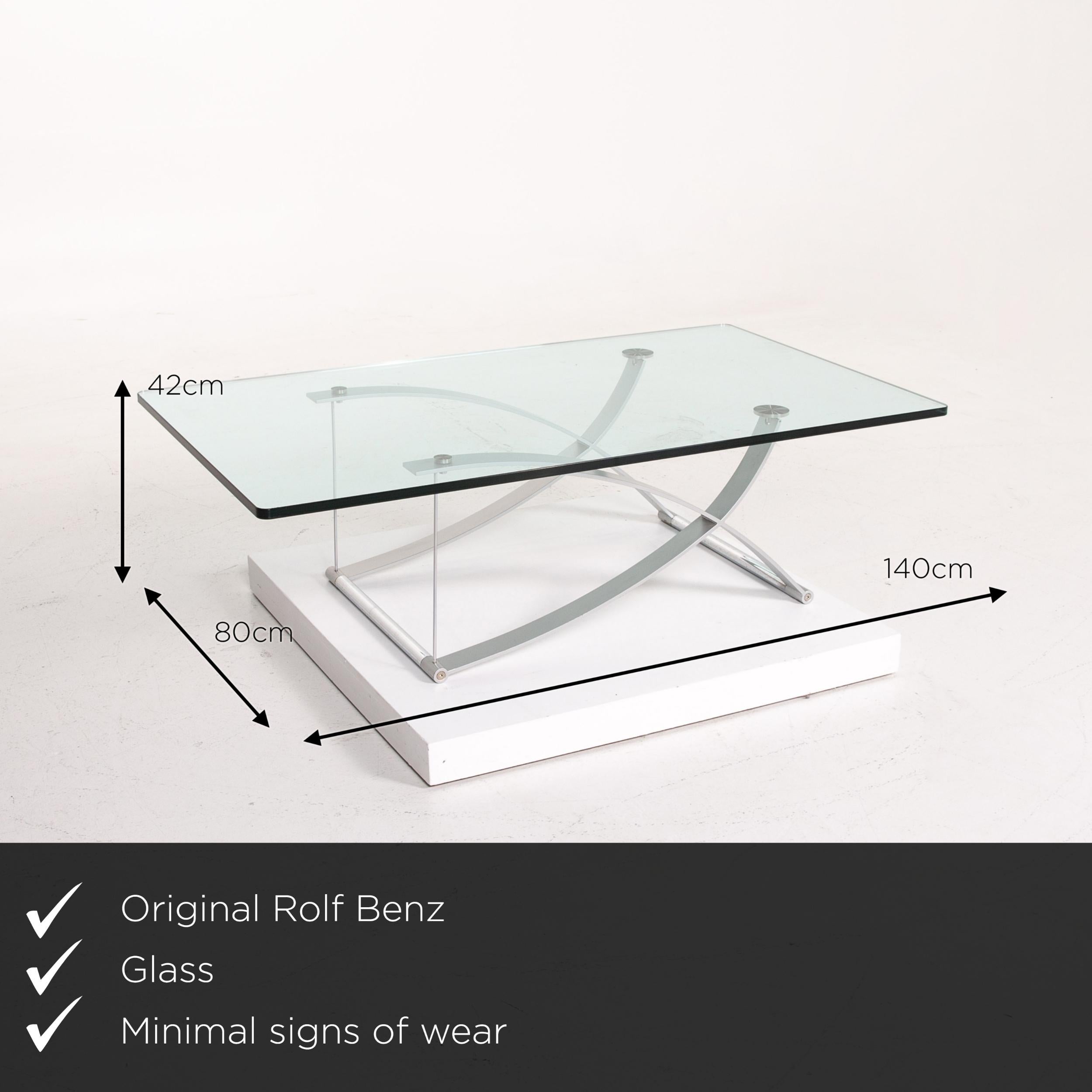We present to you a Rolf Benz RB 1150 glass coffee table metal table.


 Product measurements in centimeters:
 

 Depth 80
 Width 140
 Height 42.






  