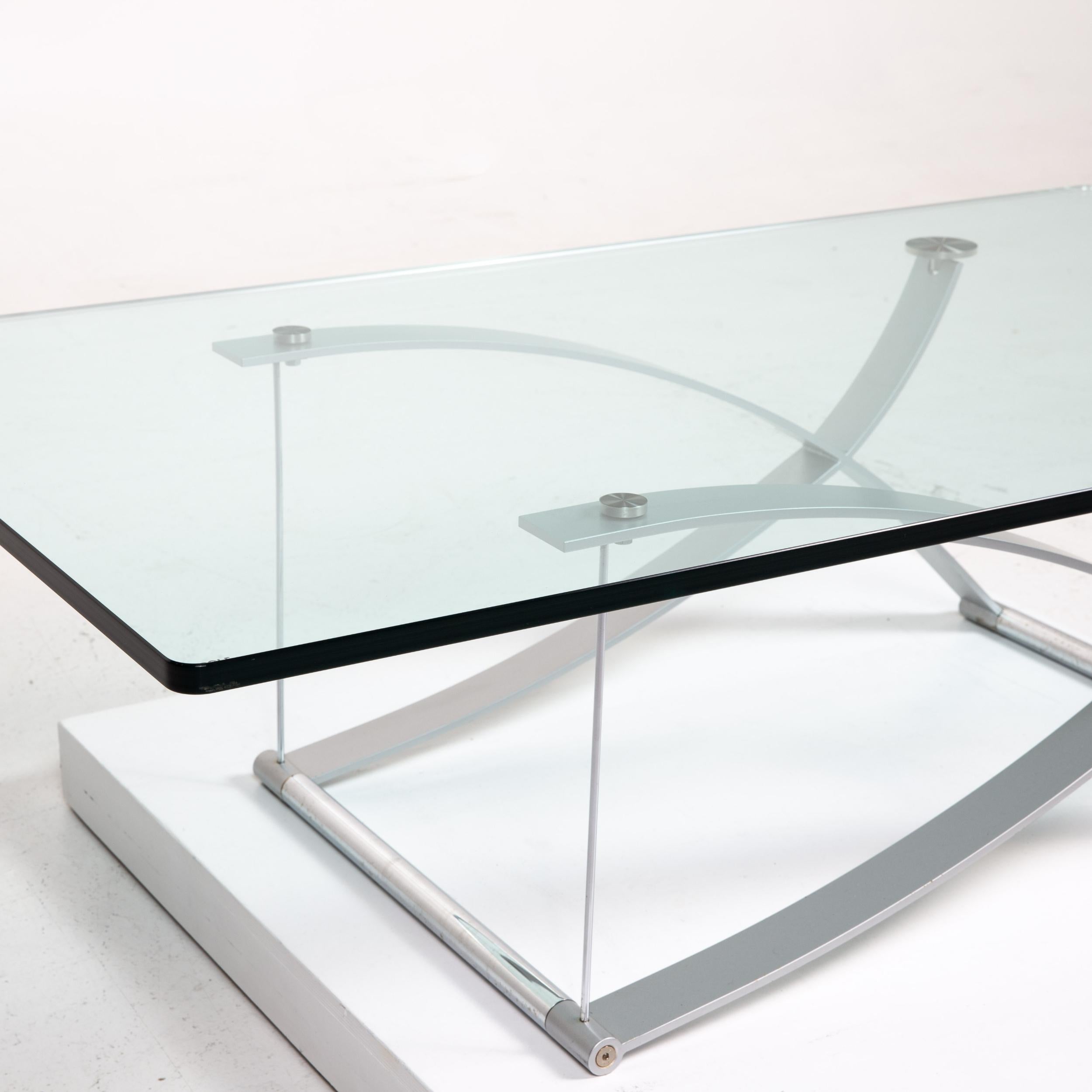 Modern Rolf Benz RB 1150 Glass Coffee Table Metal Table For Sale