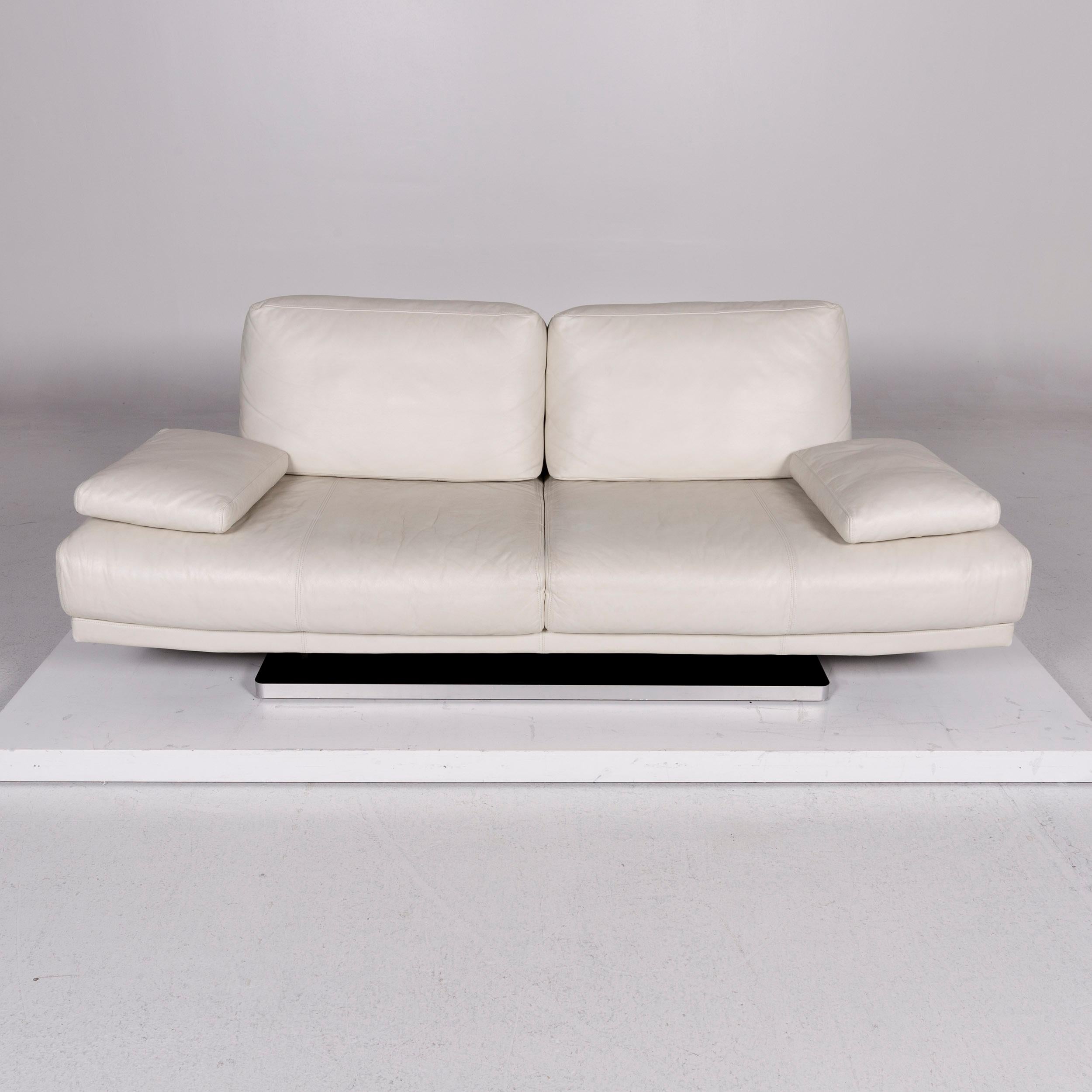German Rolf Benz Rolf Benz 345 Leather Sofa White Two-Seat Couch