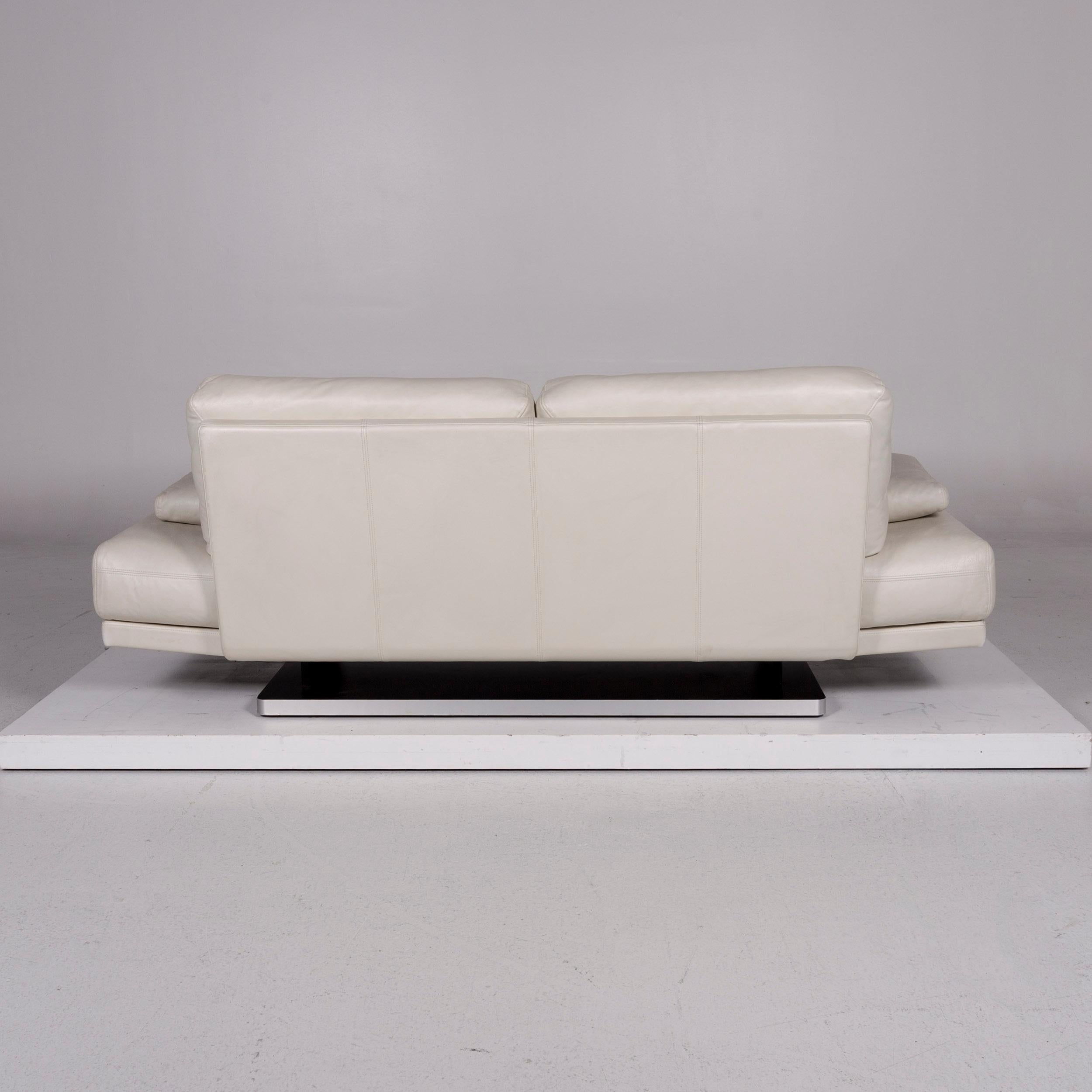 Contemporary Rolf Benz Rolf Benz 345 Leather Sofa White Two-Seat Couch