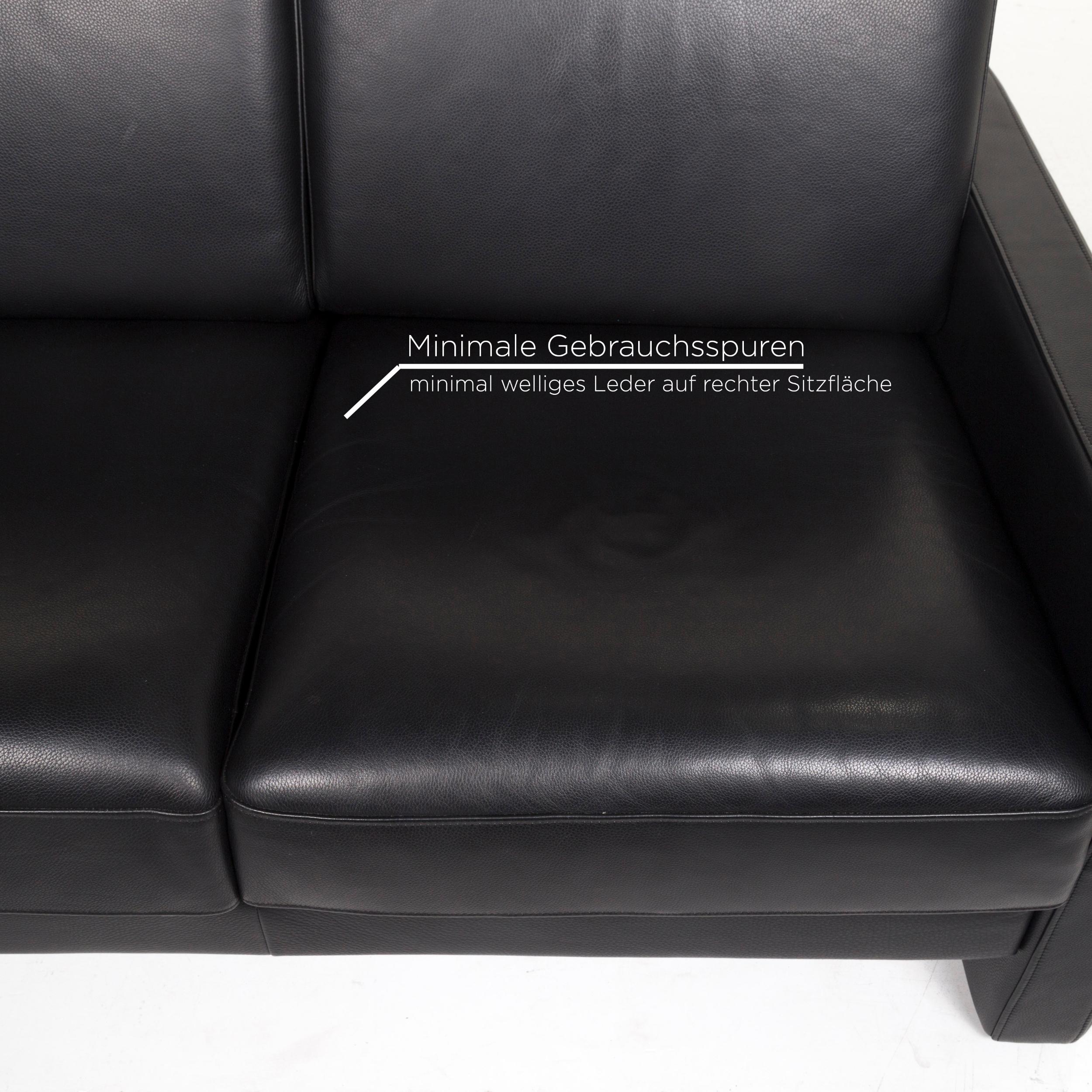 Modern Rolf Benz Rolf Benz Ego Leather Sofa Garnitu Black 2 Two-Seat