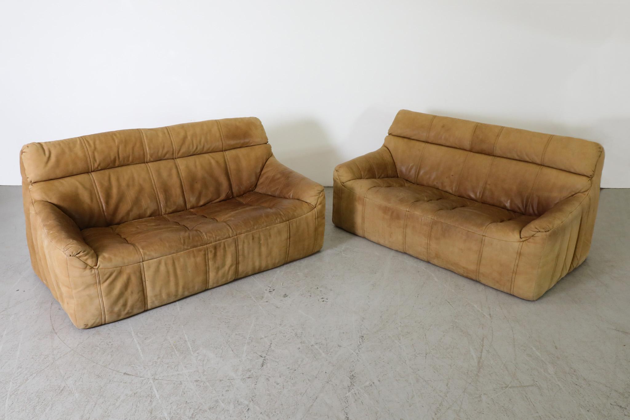 Mid-Century Modern Rolf Benz Soft Form Buck Leather Loveseats, 1970s For Sale