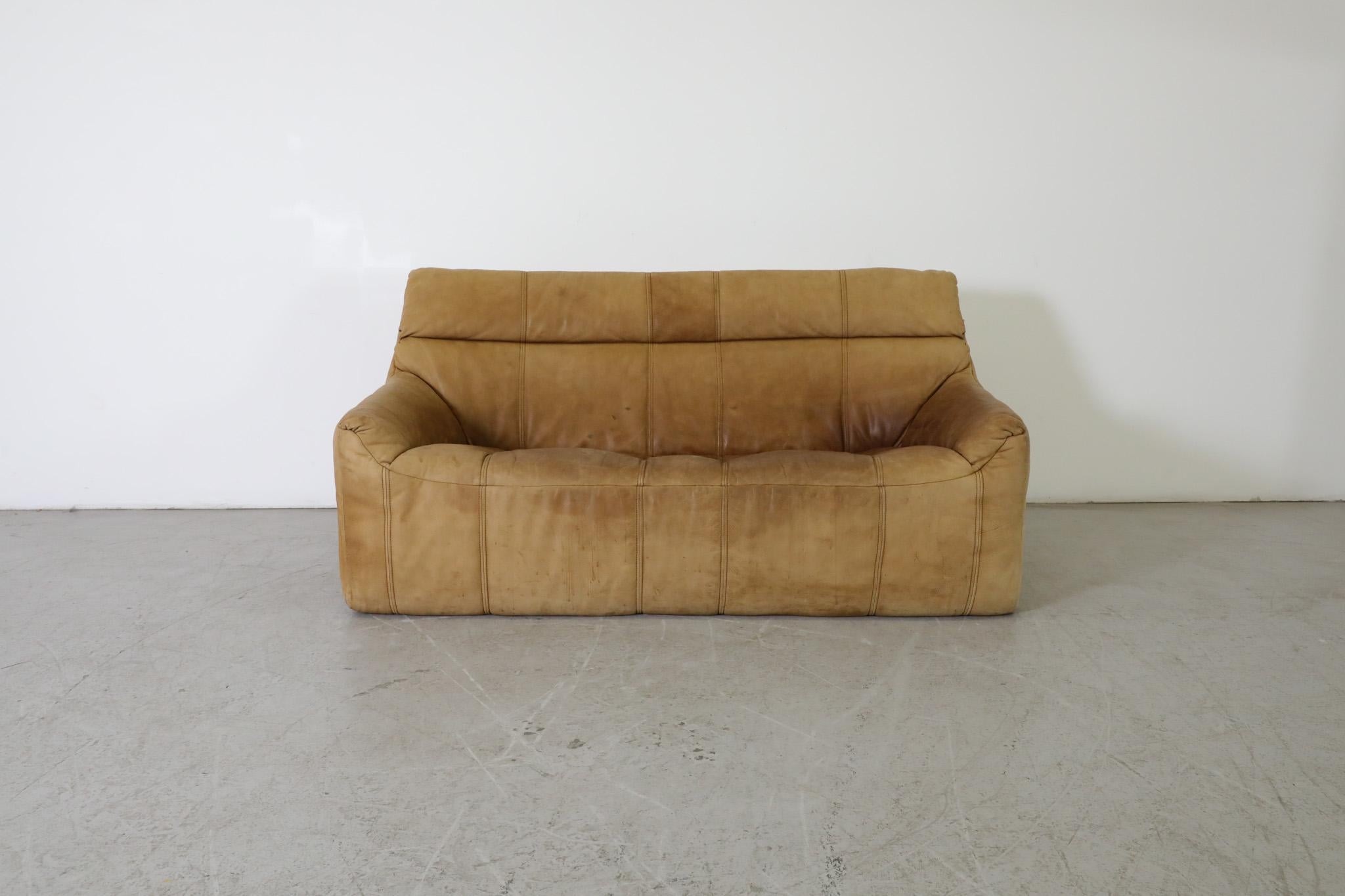 German Rolf Benz Soft Form Buck Leather Loveseats, 1970s For Sale
