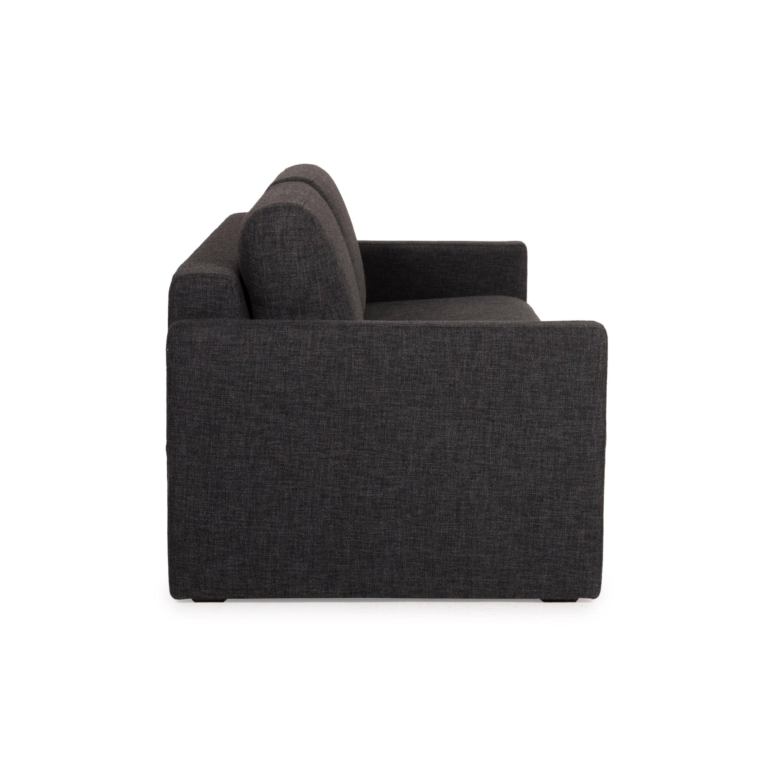 Rolf Benz Two-Seater Sofa Fabric Gray Anthracite For Sale 2