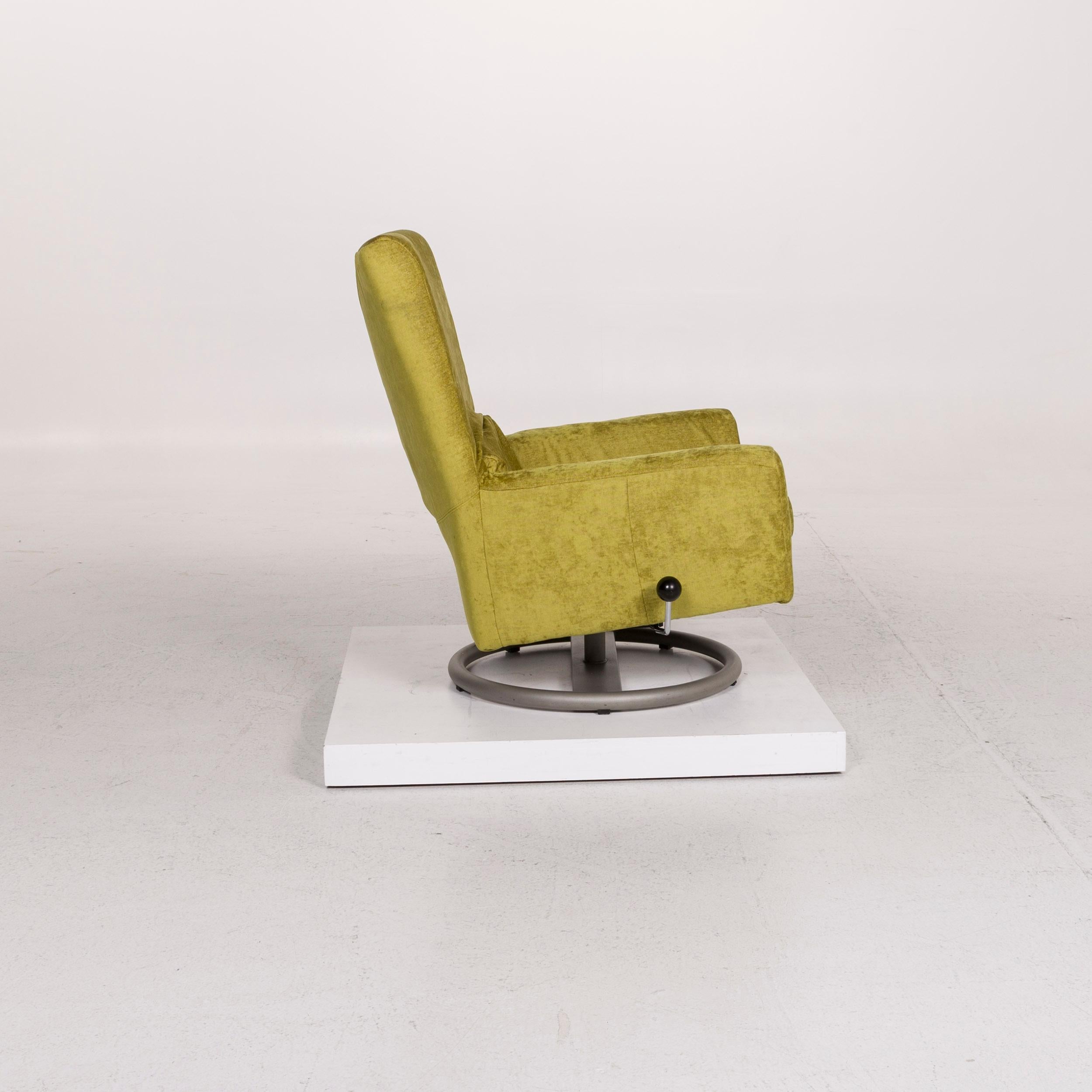 Rolf Benz Velvet Fabric Armchair Including Stool Green Function 3