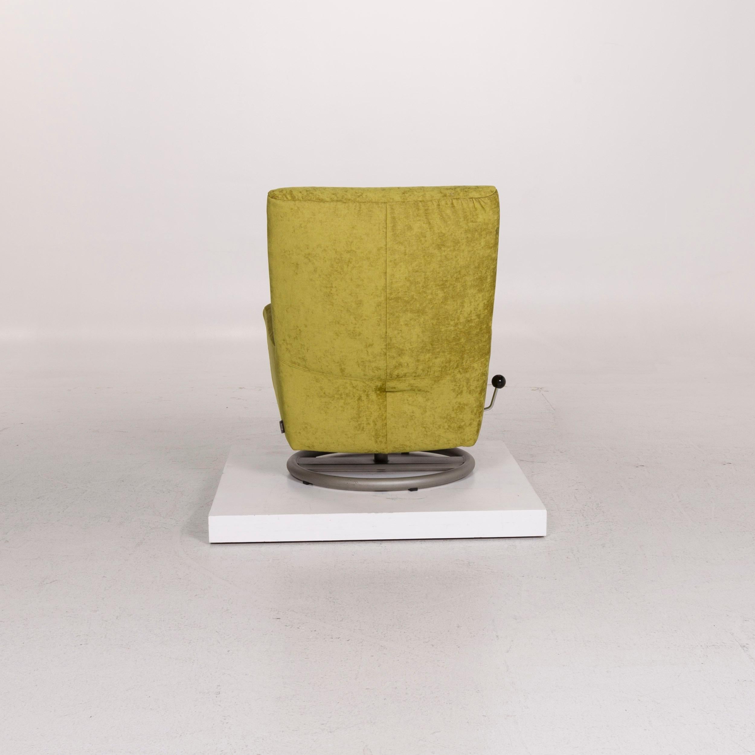 Rolf Benz Velvet Fabric Armchair Including Stool Green Function 4