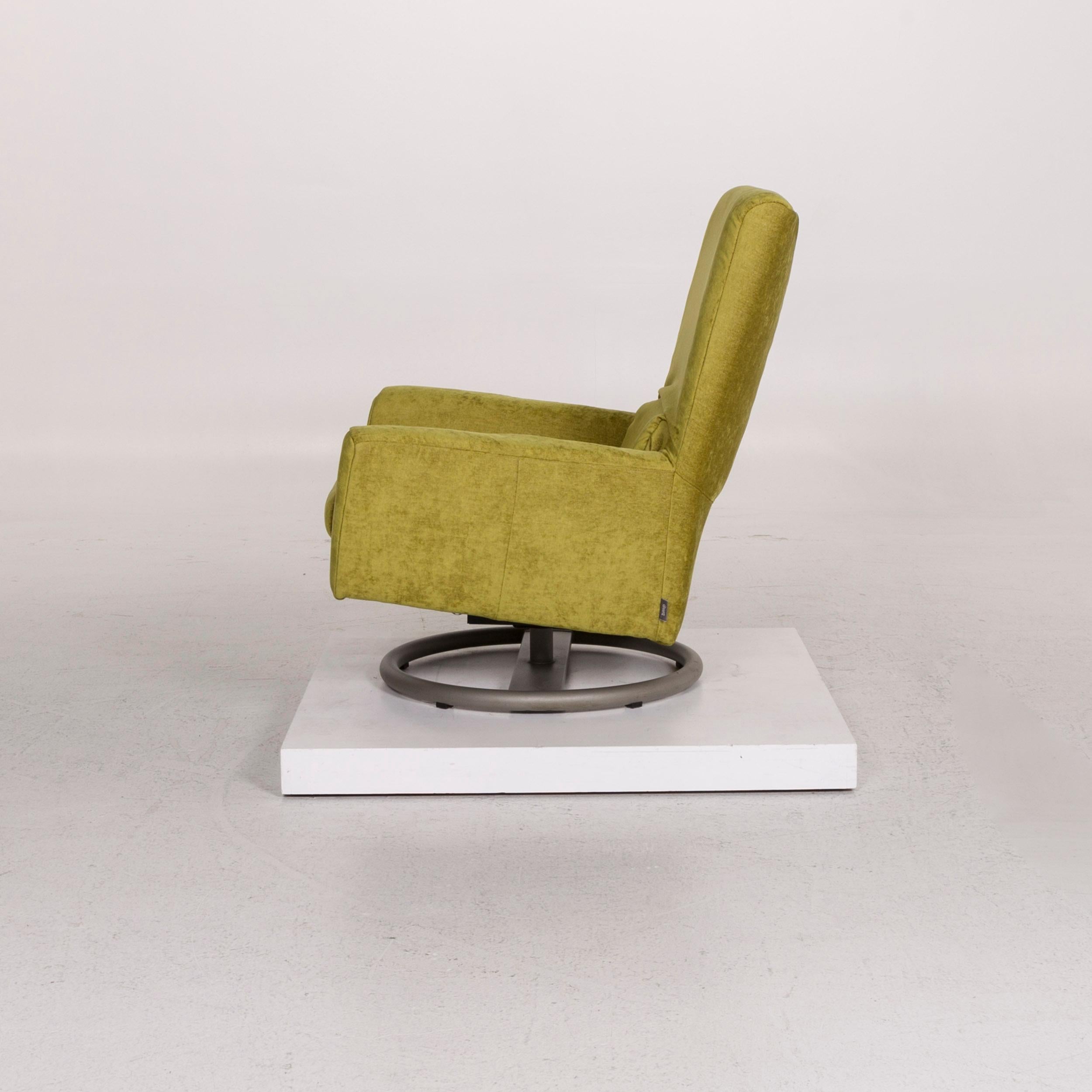 Rolf Benz Velvet Fabric Armchair Including Stool Green Function 5