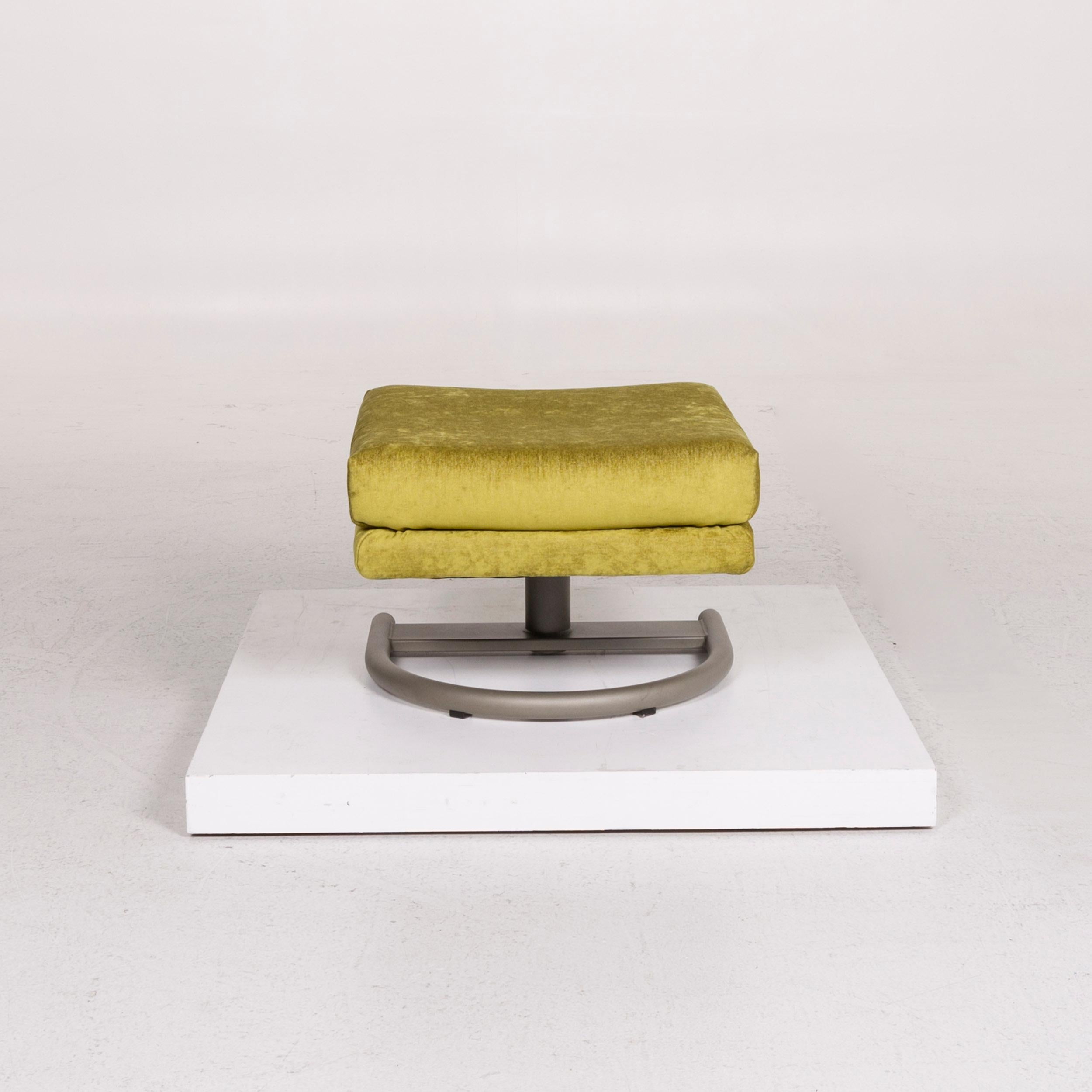 Rolf Benz Velvet Fabric Armchair Including Stool Green Function 6