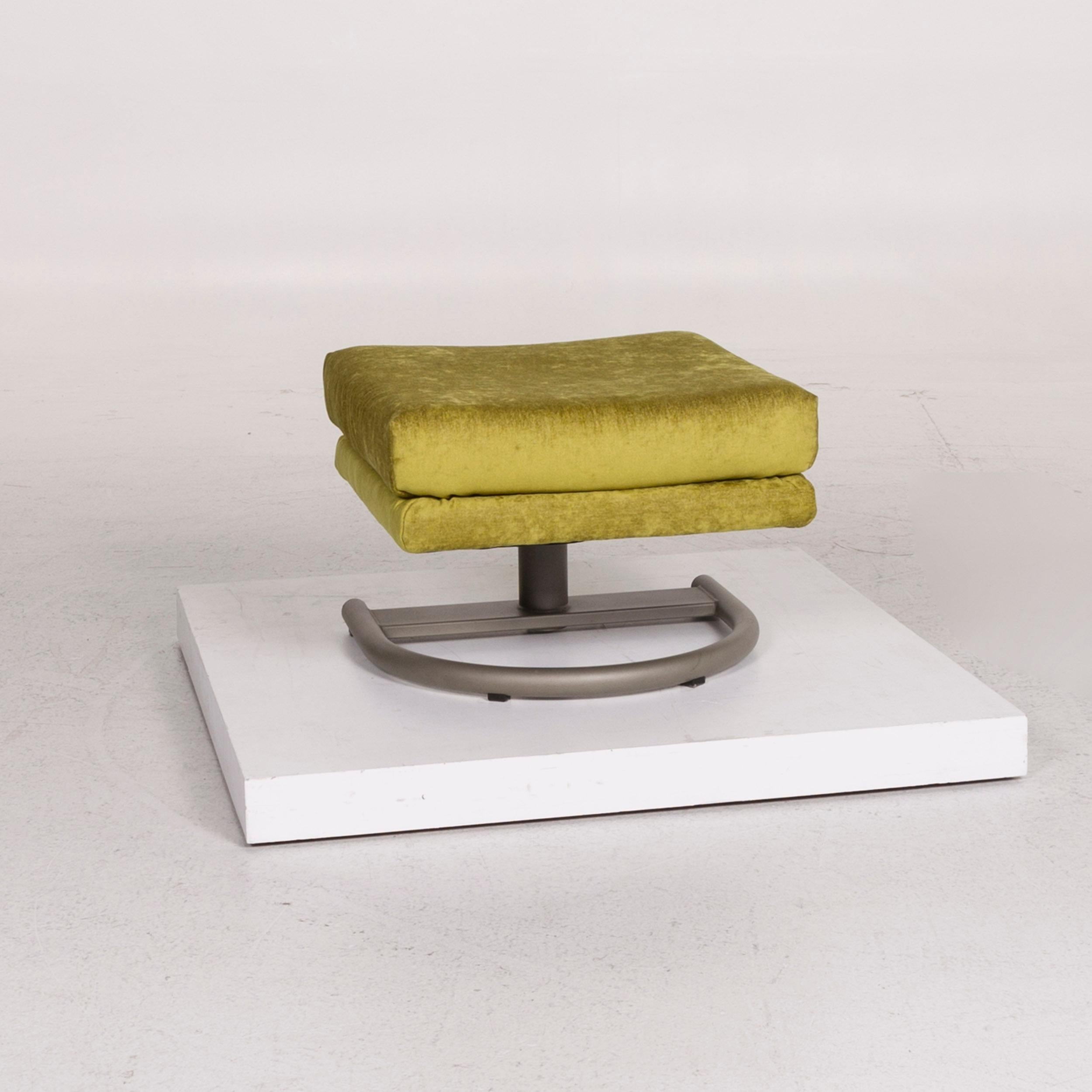 Rolf Benz Velvet Fabric Armchair Including Stool Green Function 7