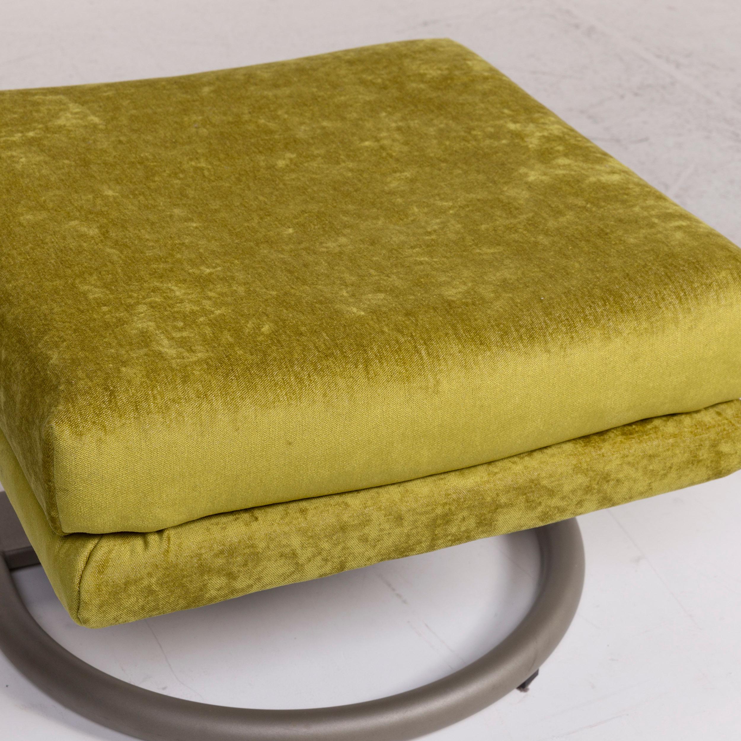 Rolf Benz Velvet Fabric Armchair Including Stool Green Function 8