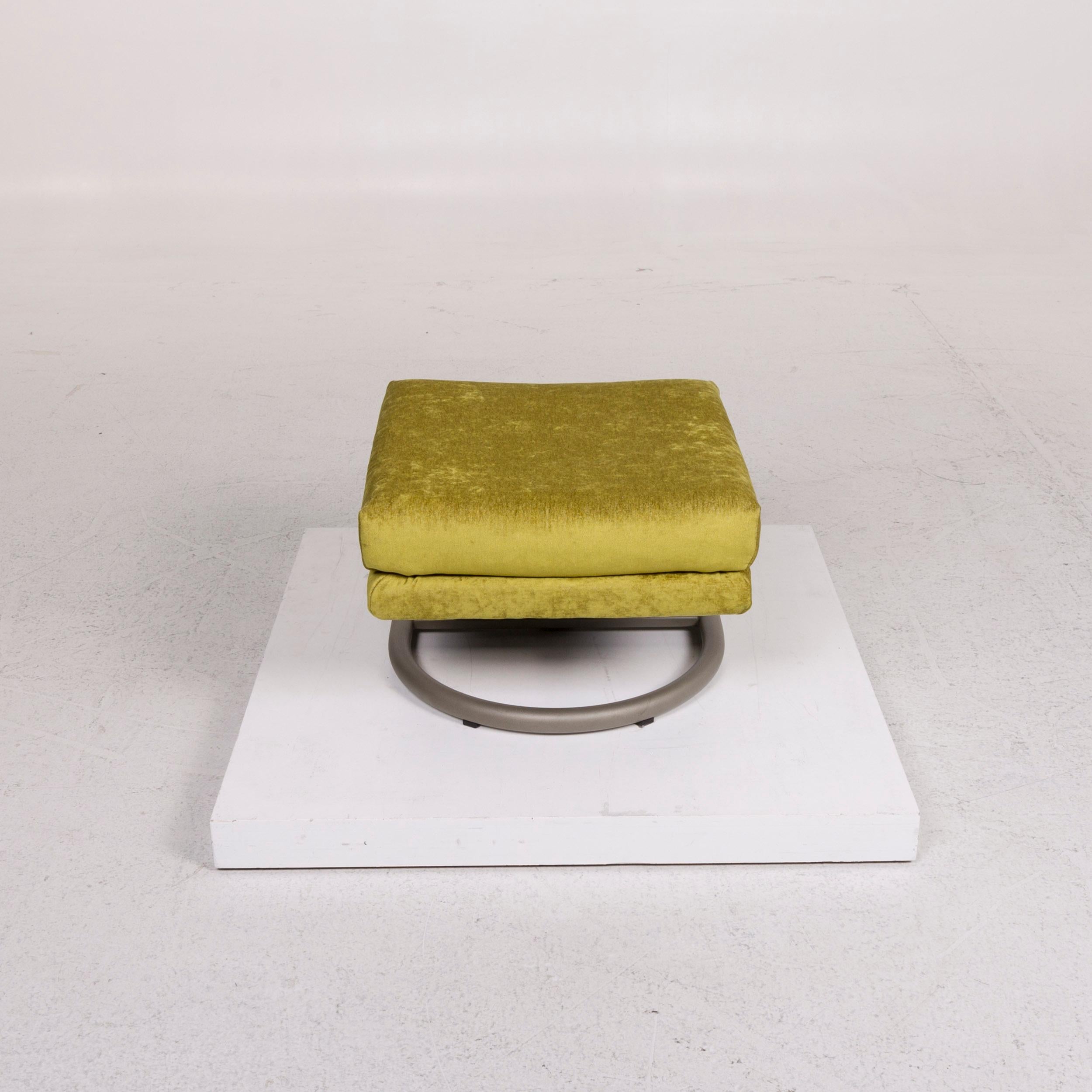 Rolf Benz Velvet Fabric Armchair Including Stool Green Function 9