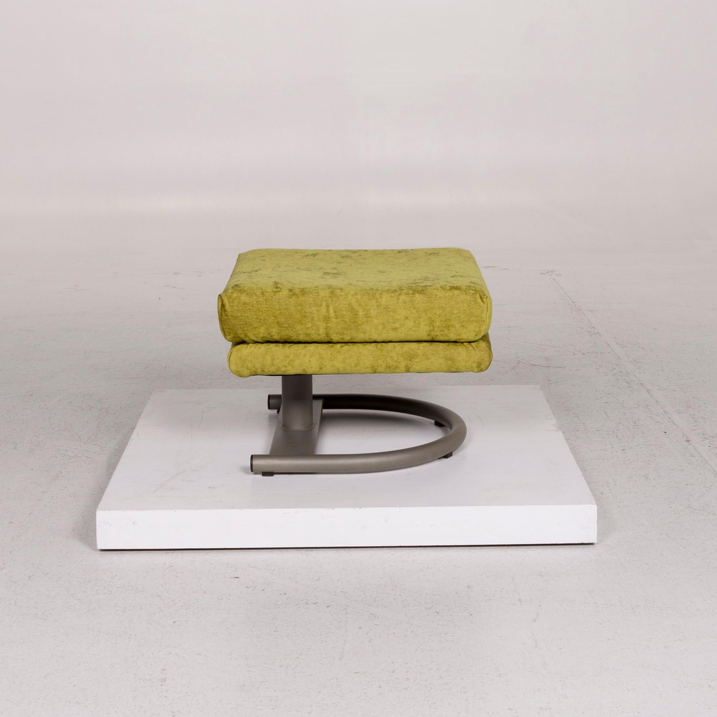 Rolf Benz Velvet Fabric Armchair Including Stool Green Function 10