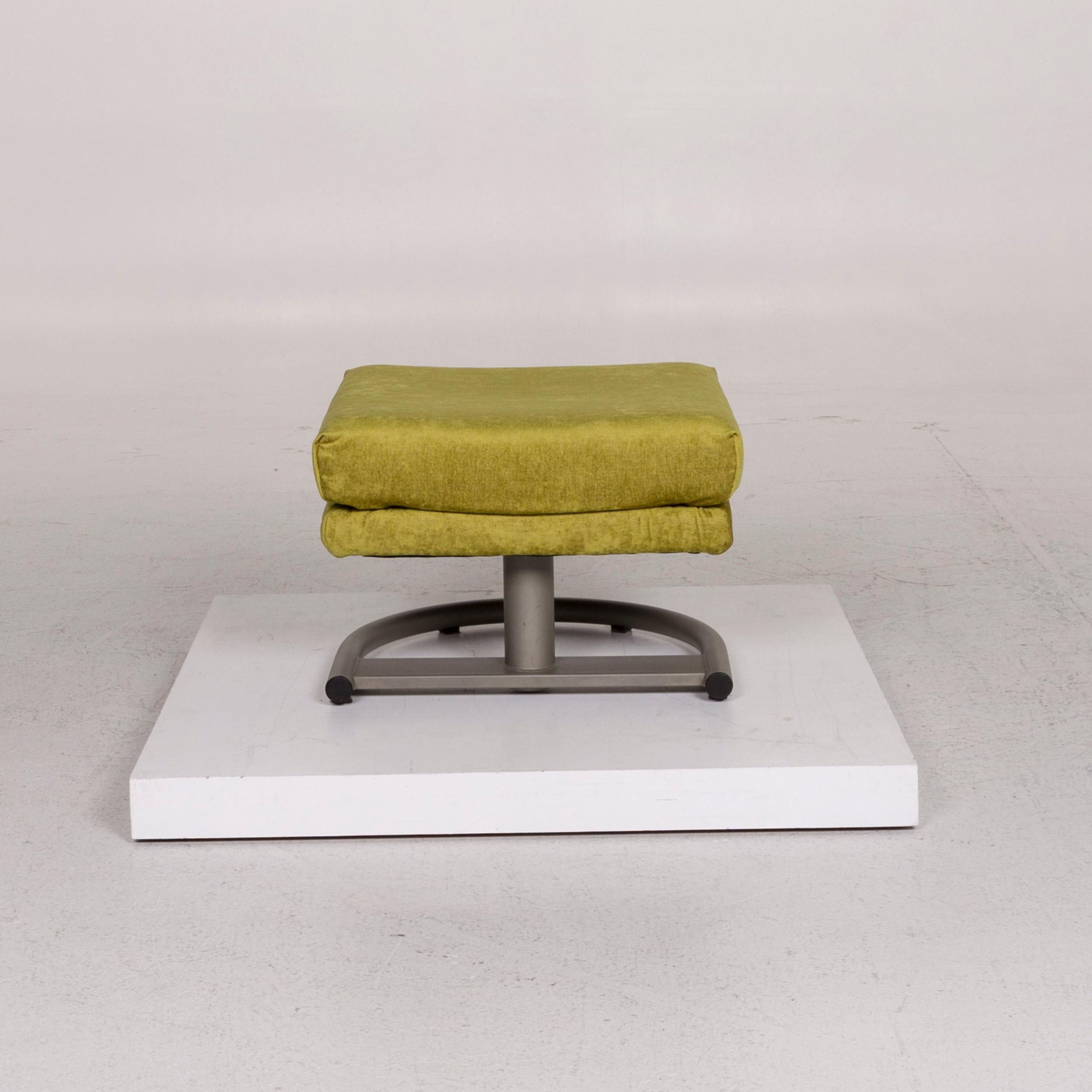 Rolf Benz Velvet Fabric Armchair Including Stool Green Function 11