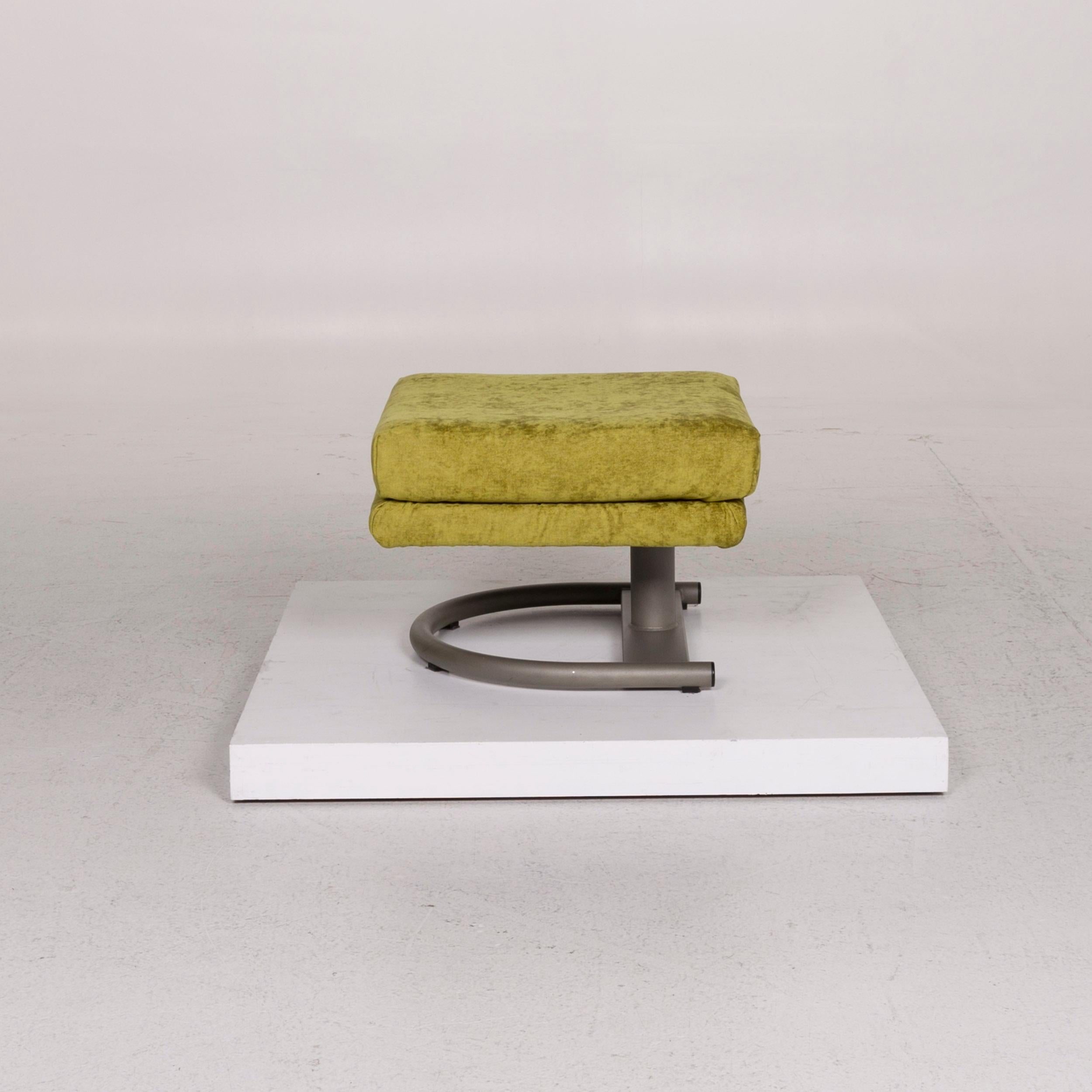 Rolf Benz Velvet Fabric Armchair Including Stool Green Function 12
