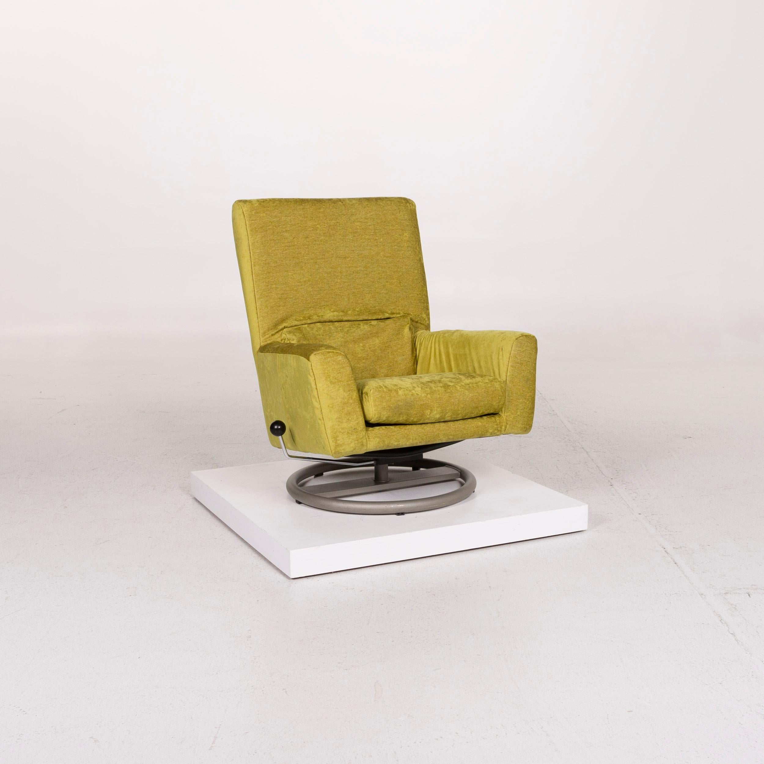Modern Rolf Benz Velvet Fabric Armchair Including Stool Green Function