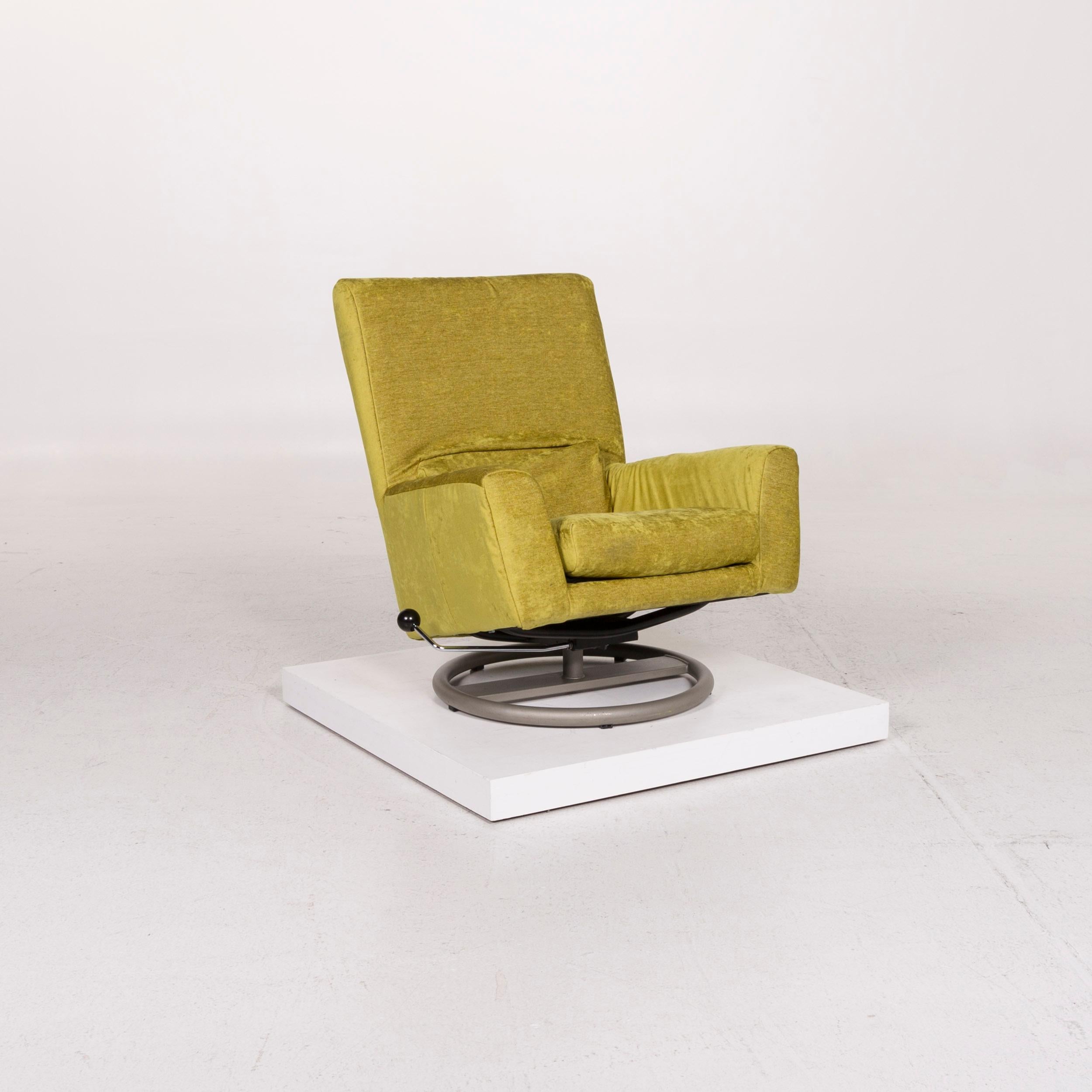 German Rolf Benz Velvet Fabric Armchair Including Stool Green Function