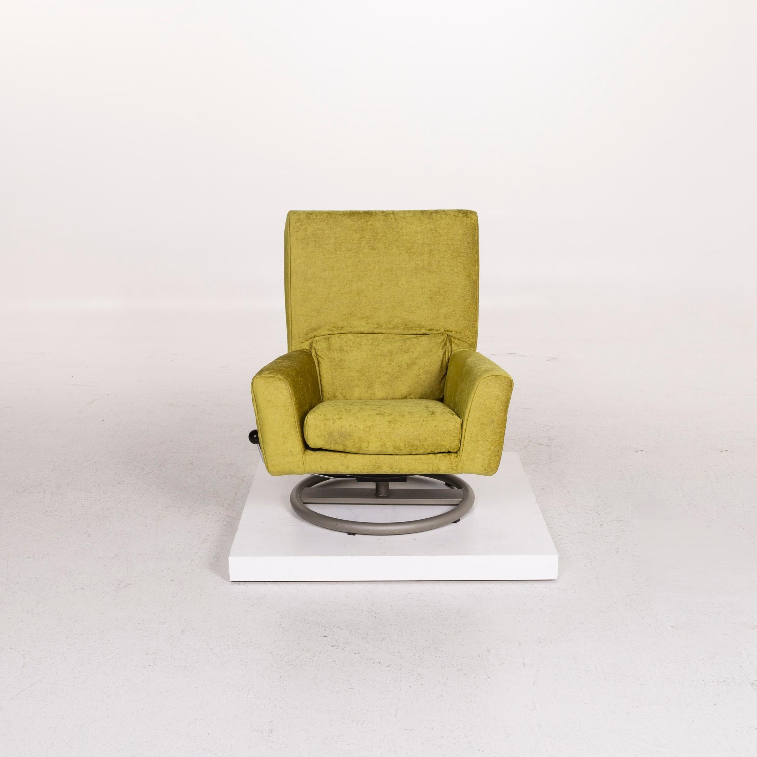 Rolf Benz Velvet Fabric Armchair Including Stool Green Function 2