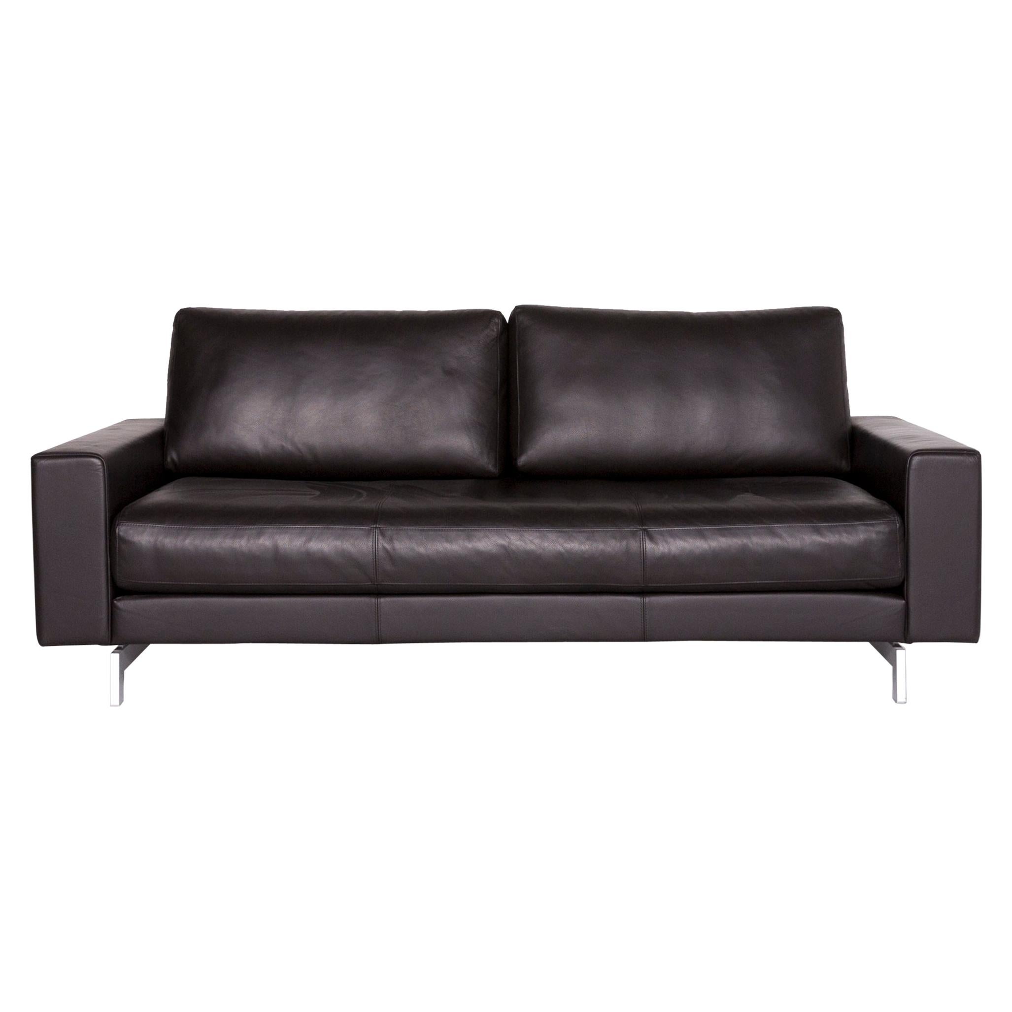 Rolf Benz Vida Designer Leather Sofa Brown Two-Seat Couch