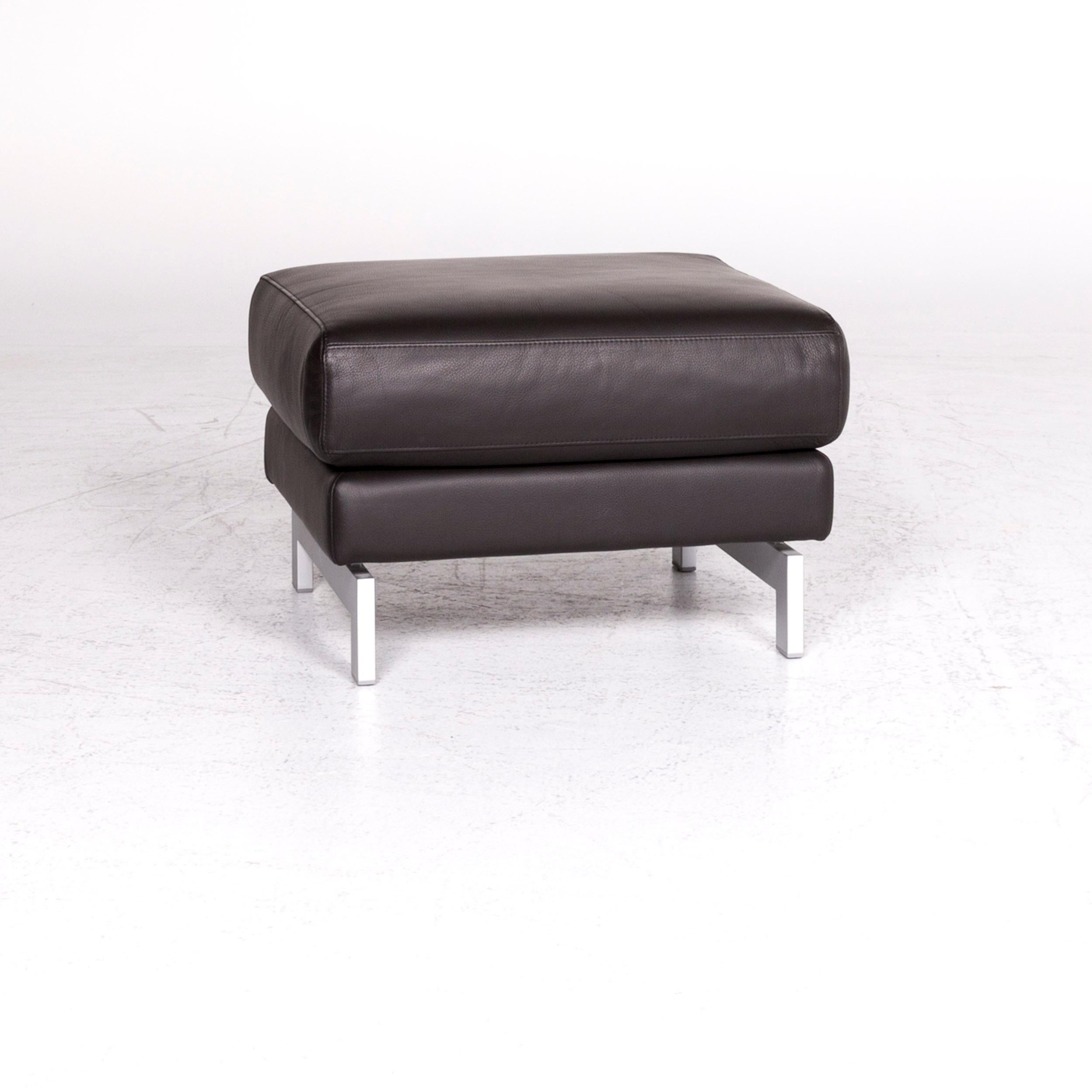 Modern Rolf Benz Vida Designer Leather Stool Brown Footstool For Sale