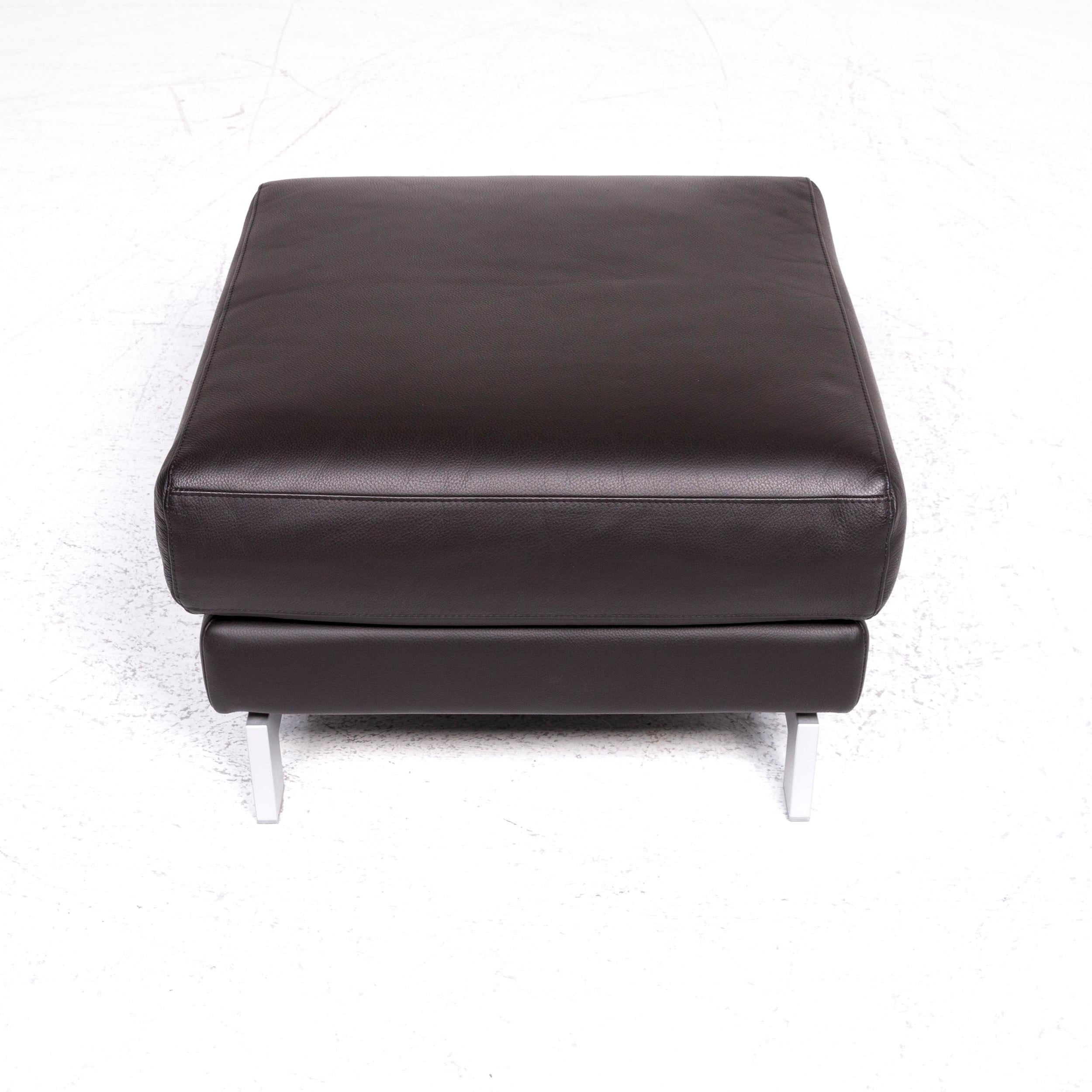 Contemporary Rolf Benz Vida Designer Leather Stool Brown Footstool For Sale