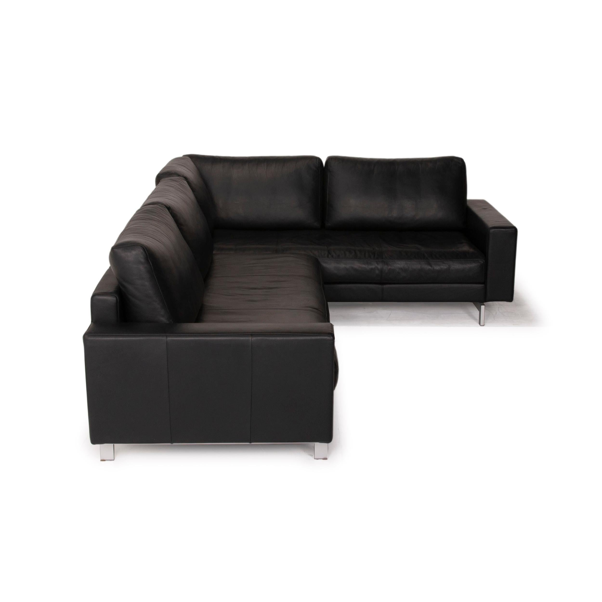 Rolf Benz Vida Leather Sofa Black Corner Sofa 4