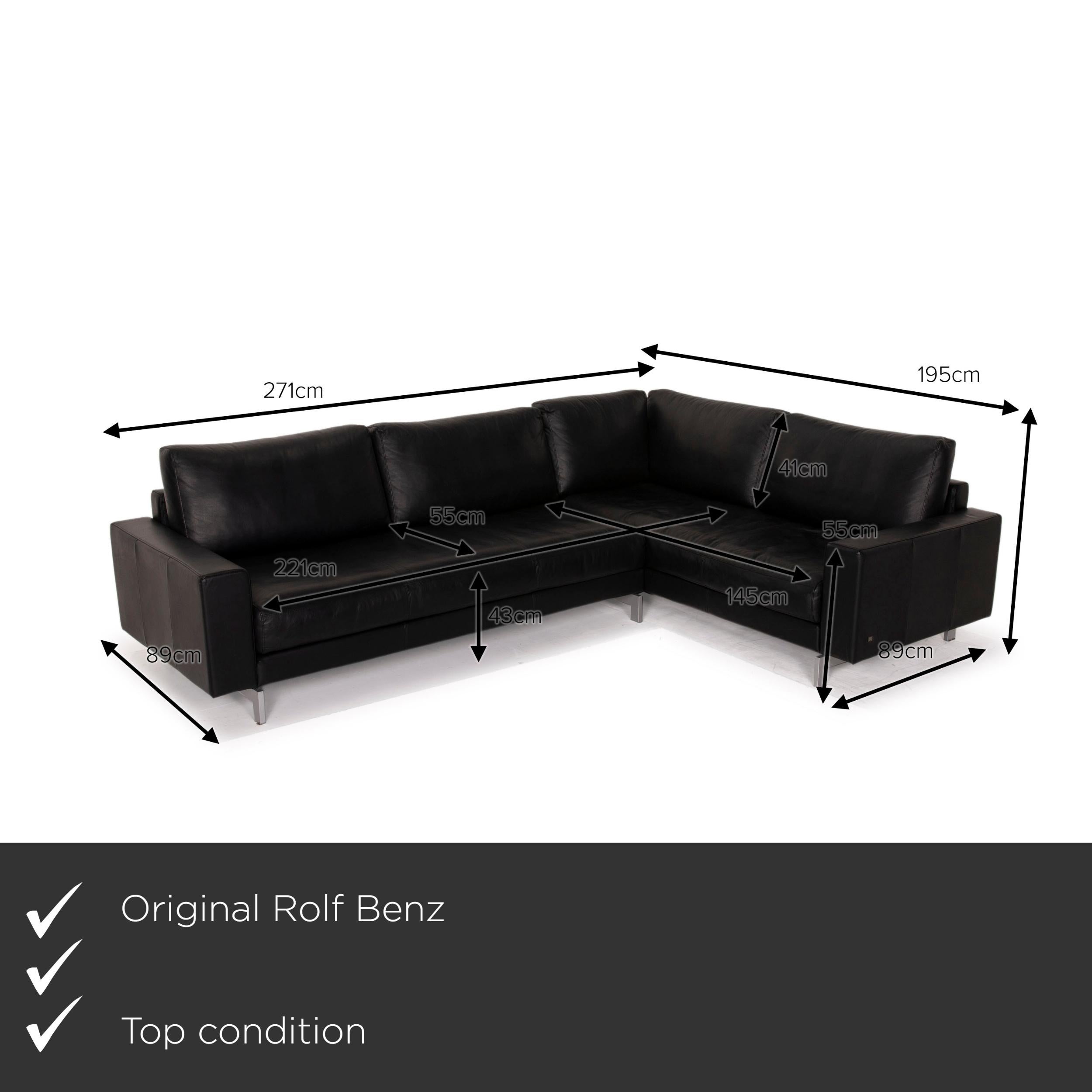 We present to you a Rolf Benz Vida leather sofa black corner sofa.
 

 Product measurements in centimeters:
 

Depth: 89
Width: 271
Height: 83
Seat height: 43
Rest height: 55
Seat depth: 55
Seat width: 221
Back height: 41.
 